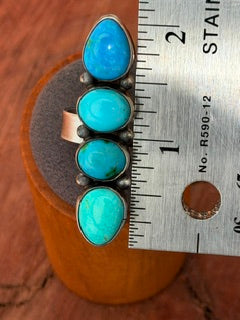 *Native American Made* Navajo Antoinette Martinez:  4 Stone Mixed Turquoise Crawler Ring