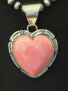 *Native American Made*  Navajo Samson Etsity Pink Conch and Sterling Silver Pendant