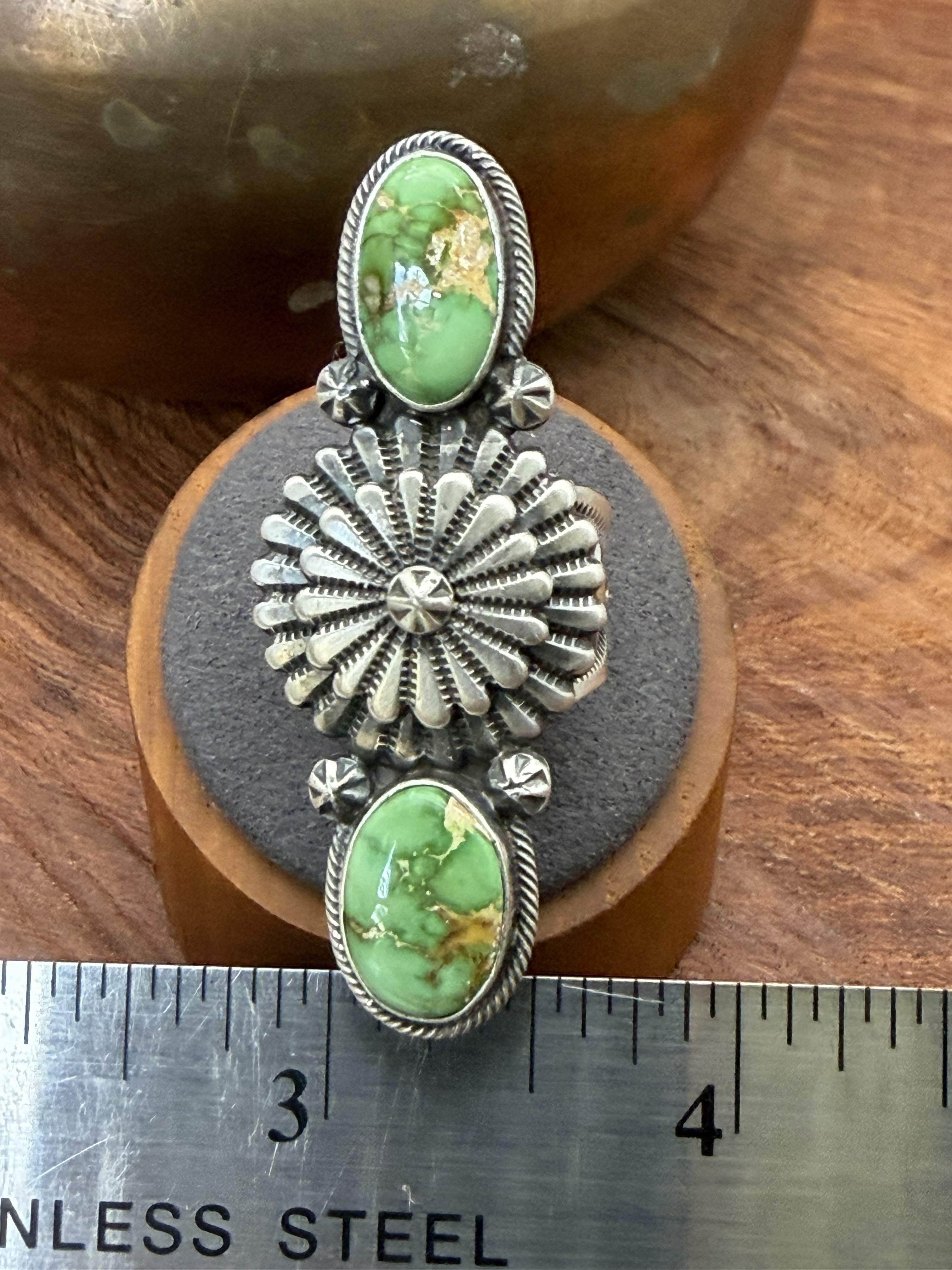 *Native American Made * Navajo Marita Benally:  Sonoran Crawler Ring with shield in Middle