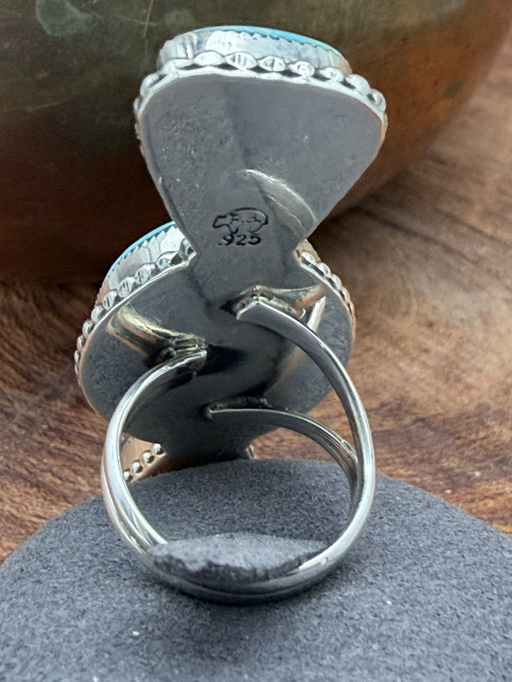*Native American Made*  Navajo Suzanna Johnson:  3 Royston Stone Crawler Ring