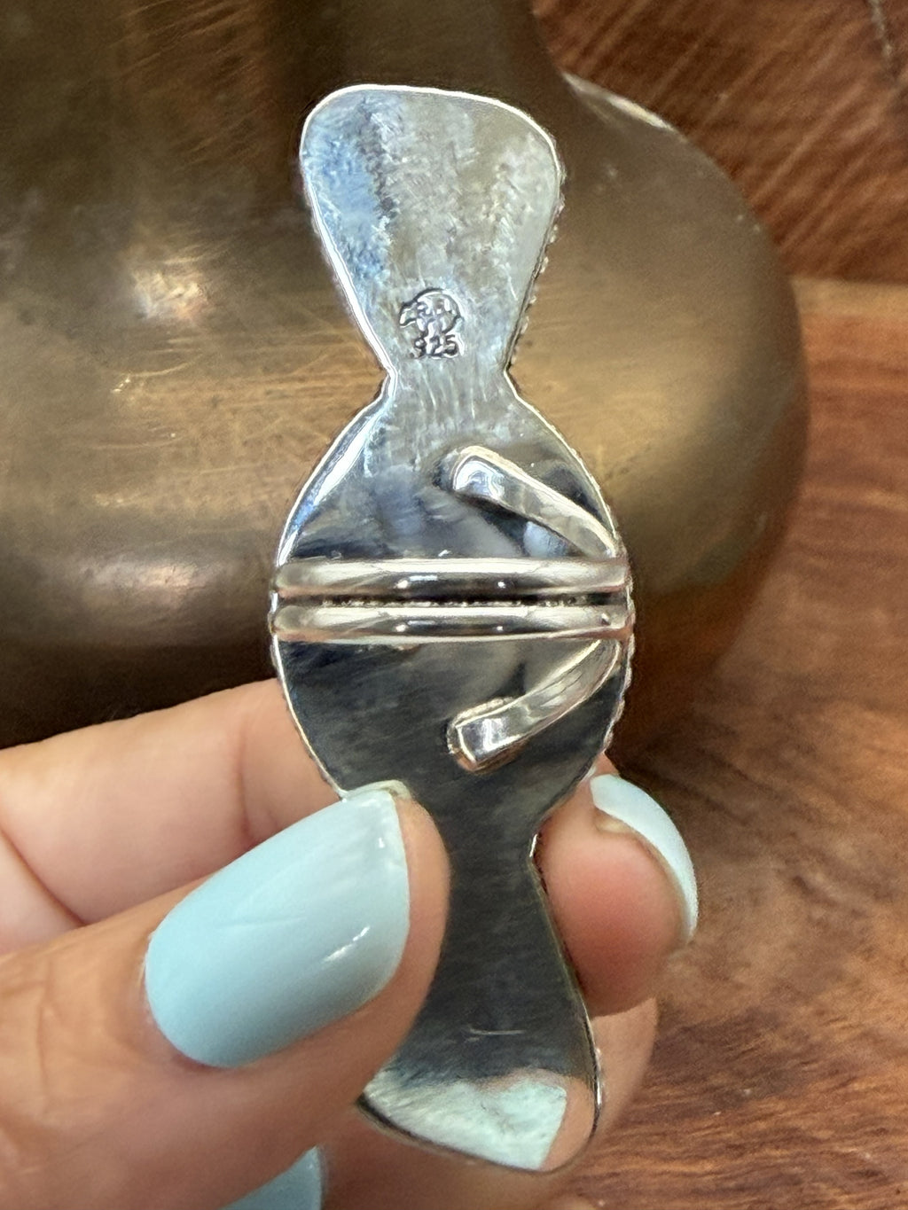*Native American Made*  Navajo Suzanna Johnson:  3 Royston Stone Crawler Ring