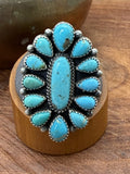 *Native American Made*  Navajo Trisha Smith:  Oval Kingman Cluster Ring