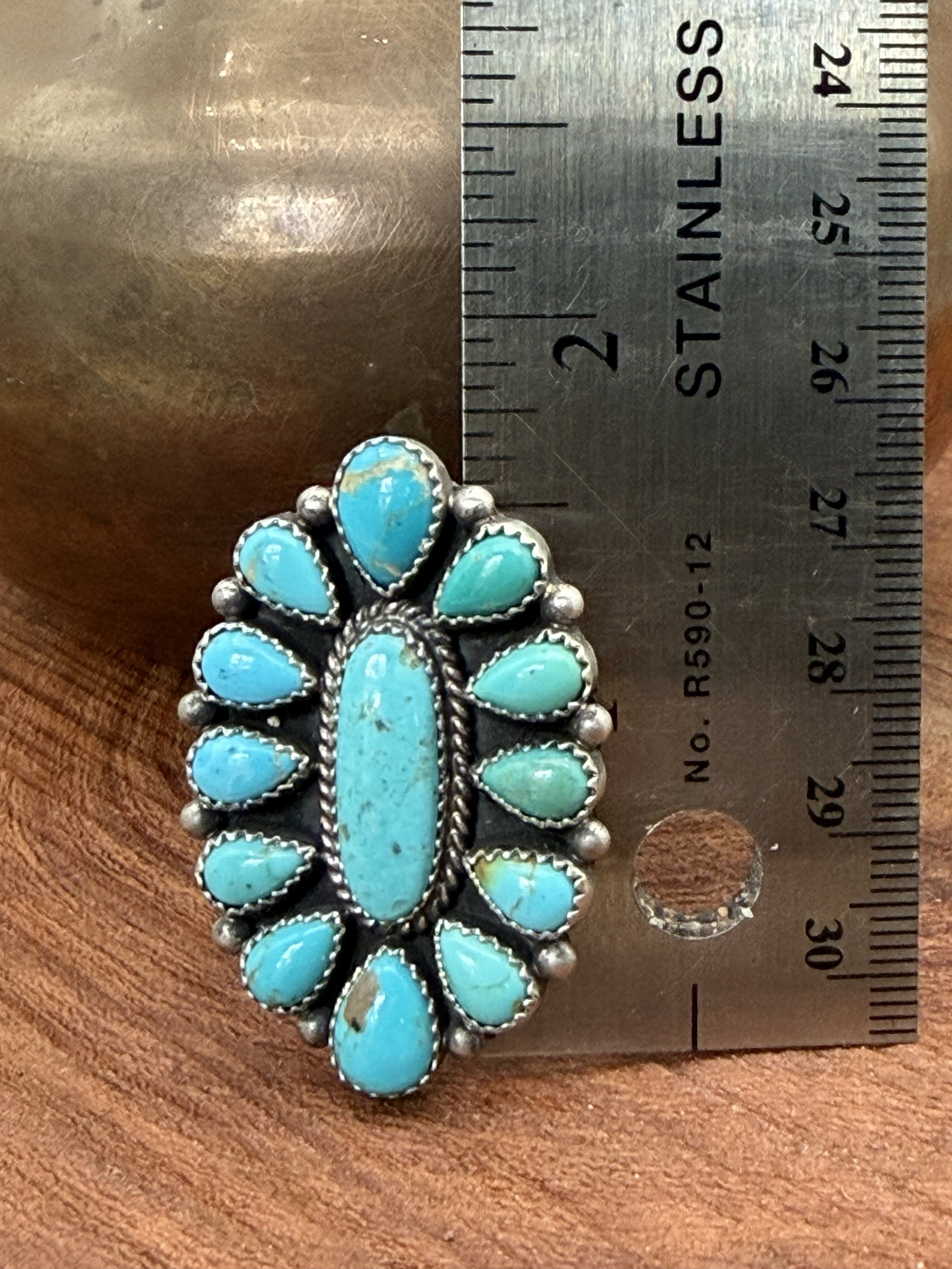 *Native American Made*  Navajo Trisha Smith:  Oval Kingman Cluster Ring