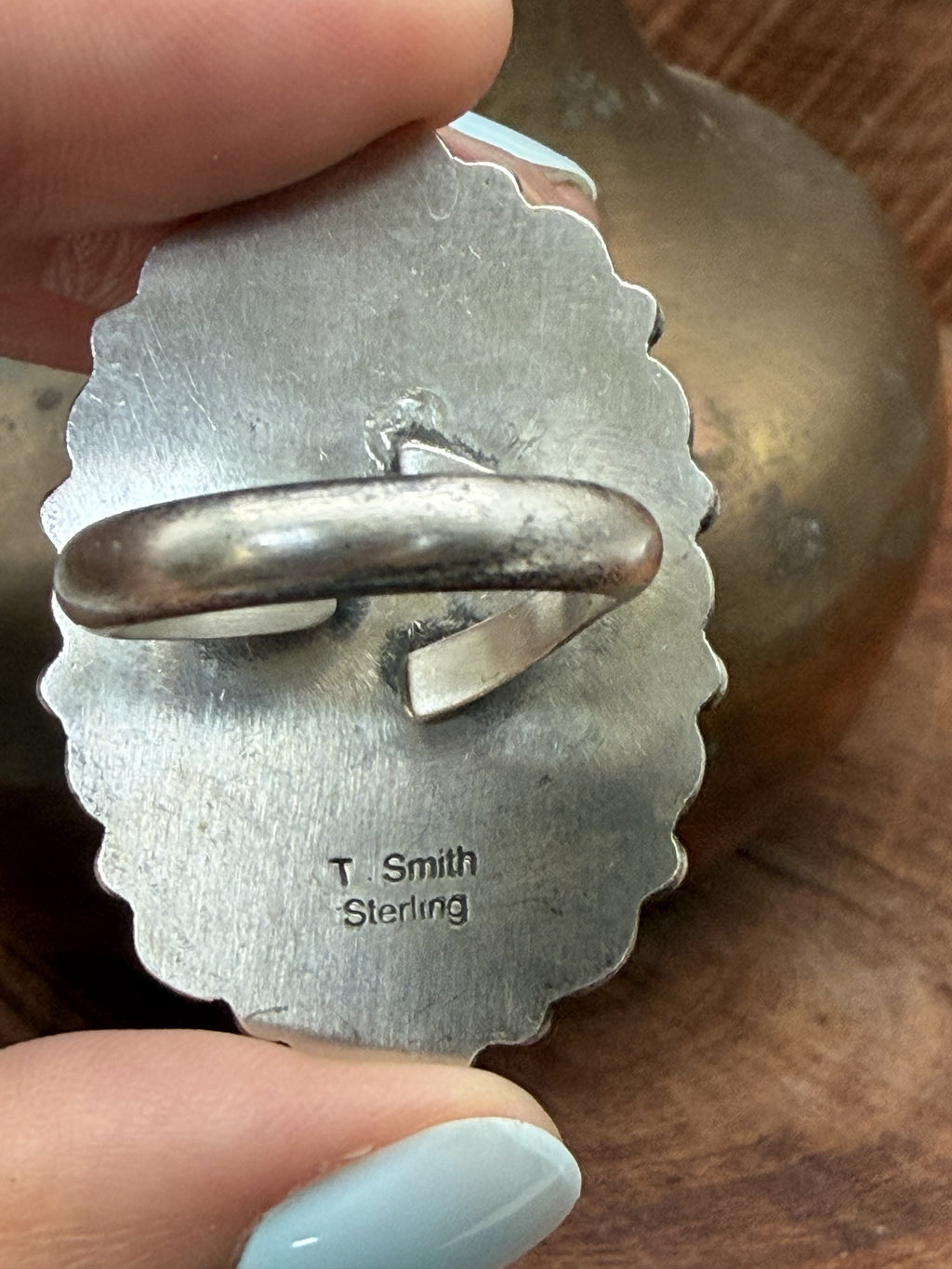 *Native American Made*  Navajo Trisha Smith:  Oval Kingman Cluster Ring