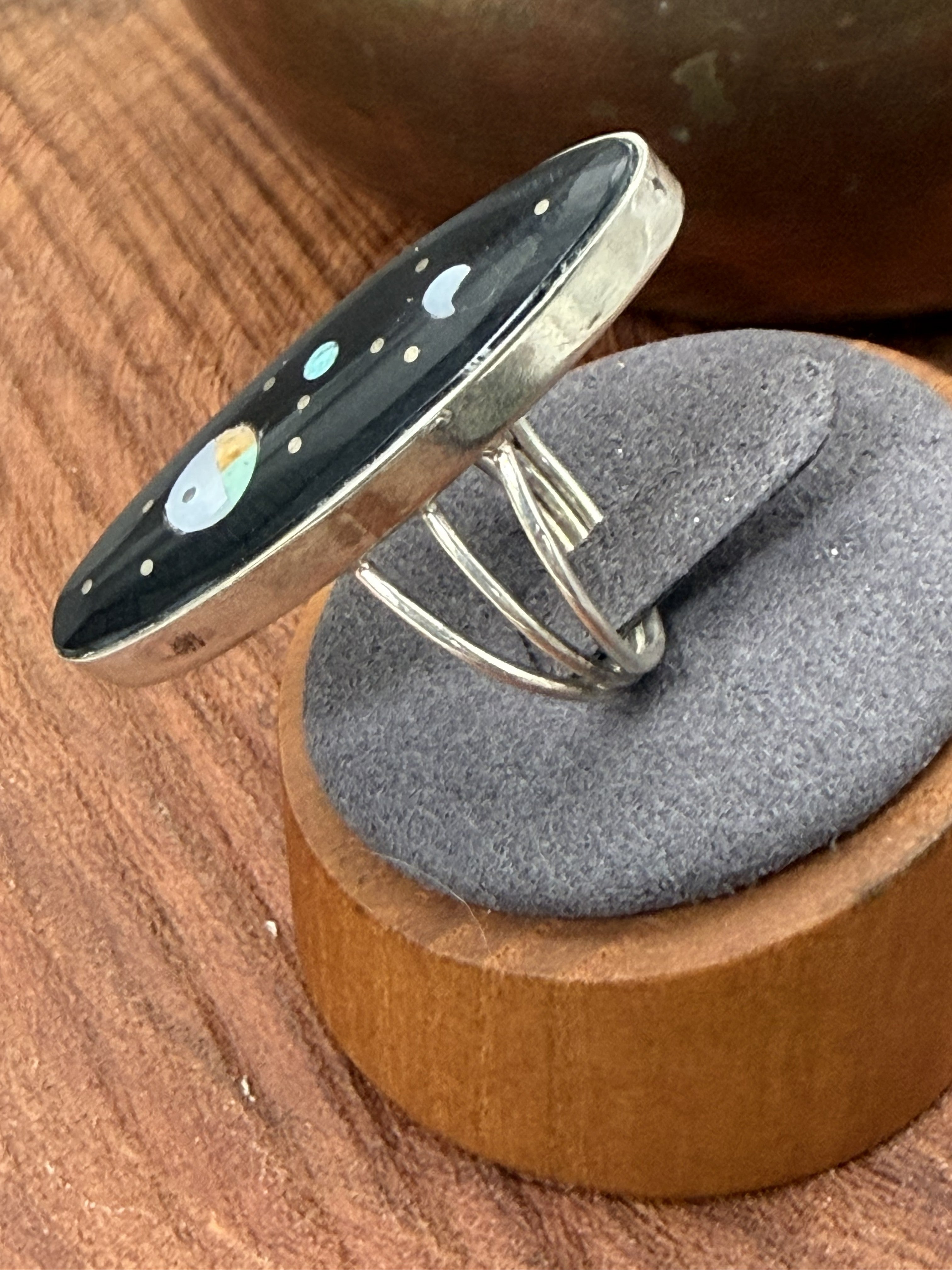 *Native American Made*  Navajo Harold Smith:  Galaxy Onyx Ring