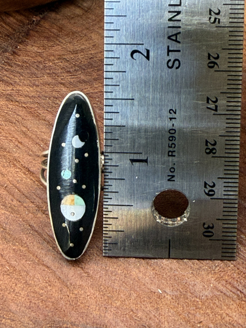 *Native American Made*  Navajo Harold Smith:  Galaxy Onyx Ring