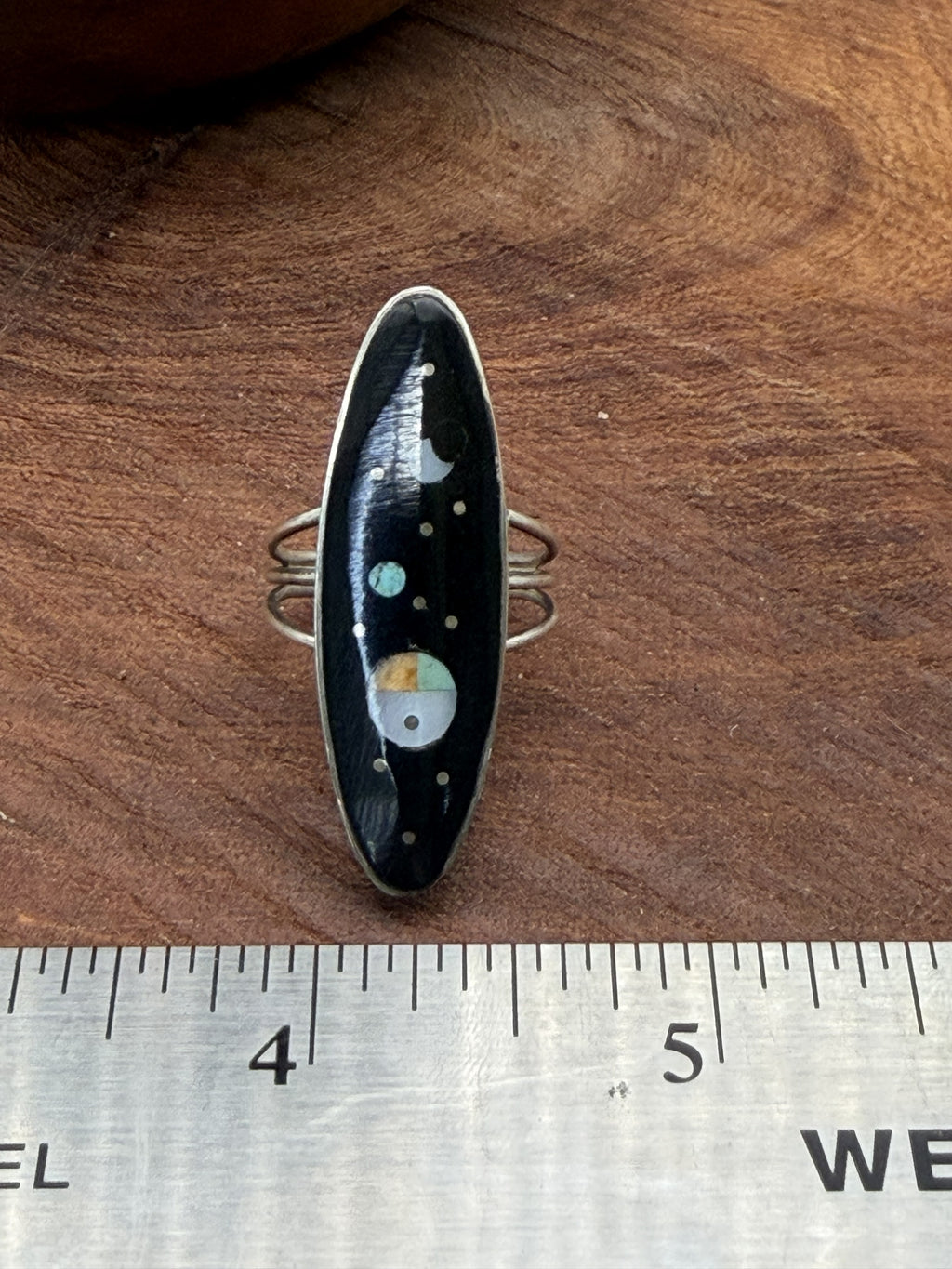 *Native American Made*  Navajo Harold Smith:  Galaxy Onyx Ring