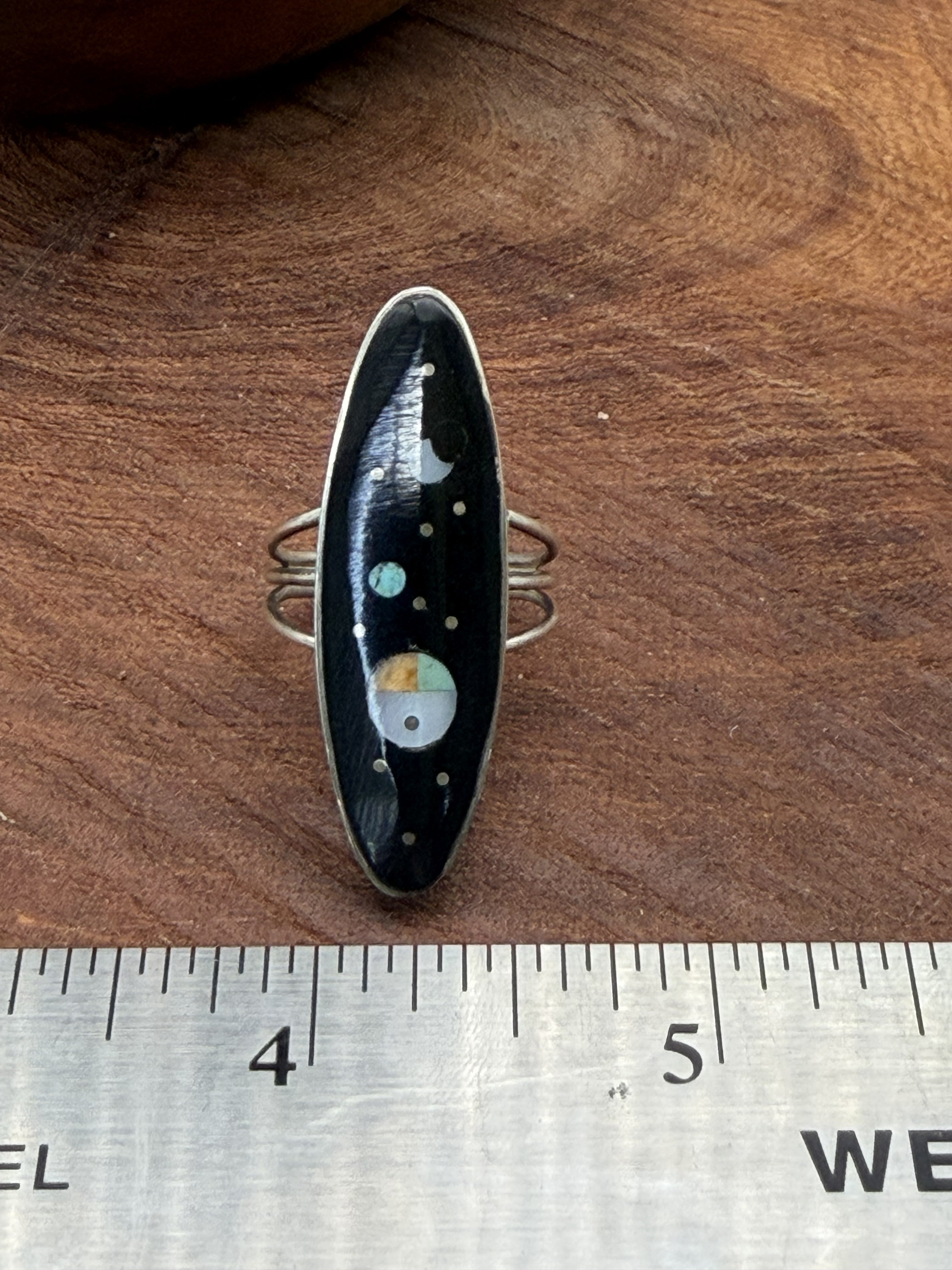 *Native American Made*  Navajo Harold Smith:  Galaxy Onyx Ring