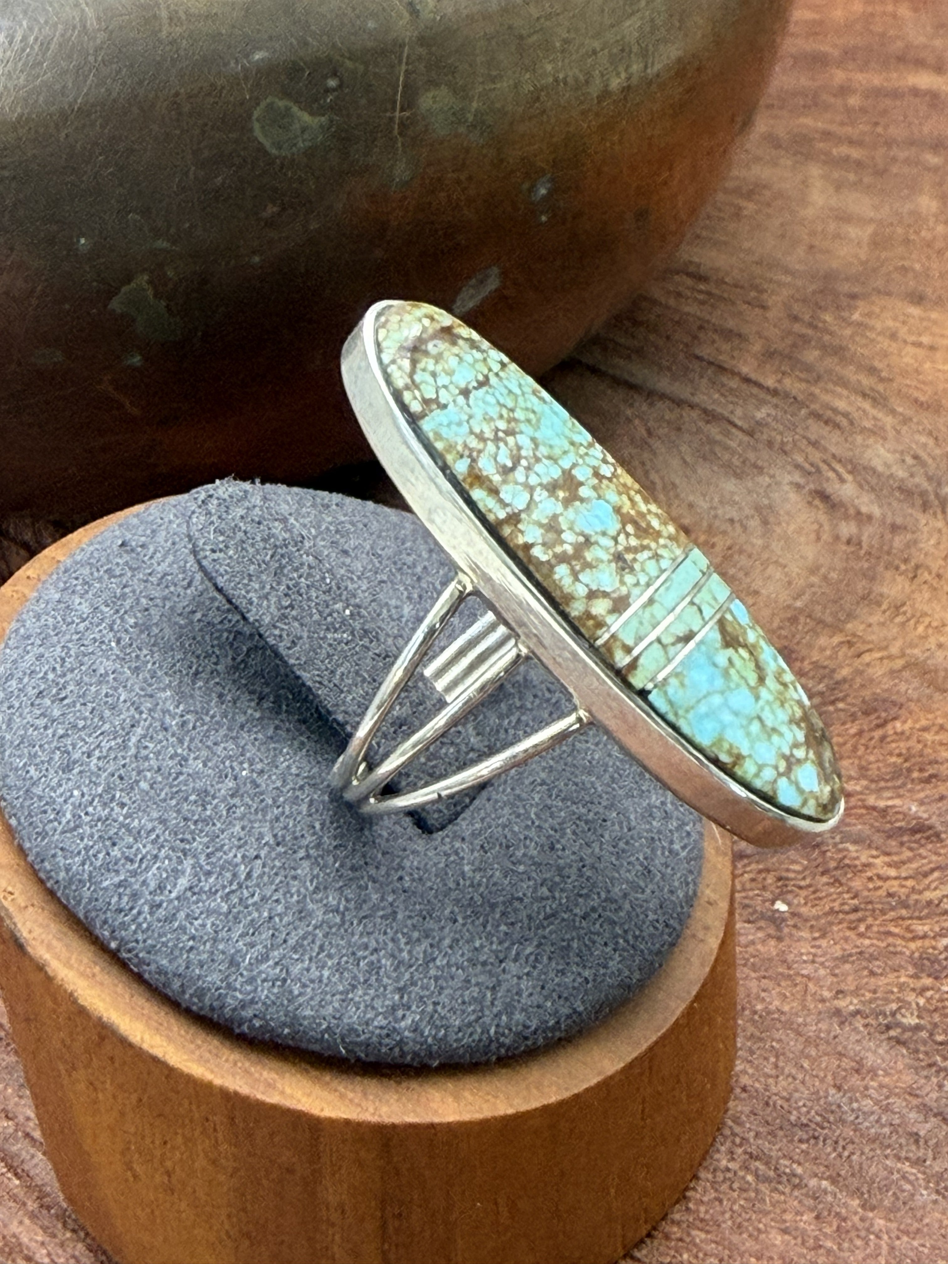 *Native American Made:  Navajo Harold Smith:  Oval Mine #8 Ring