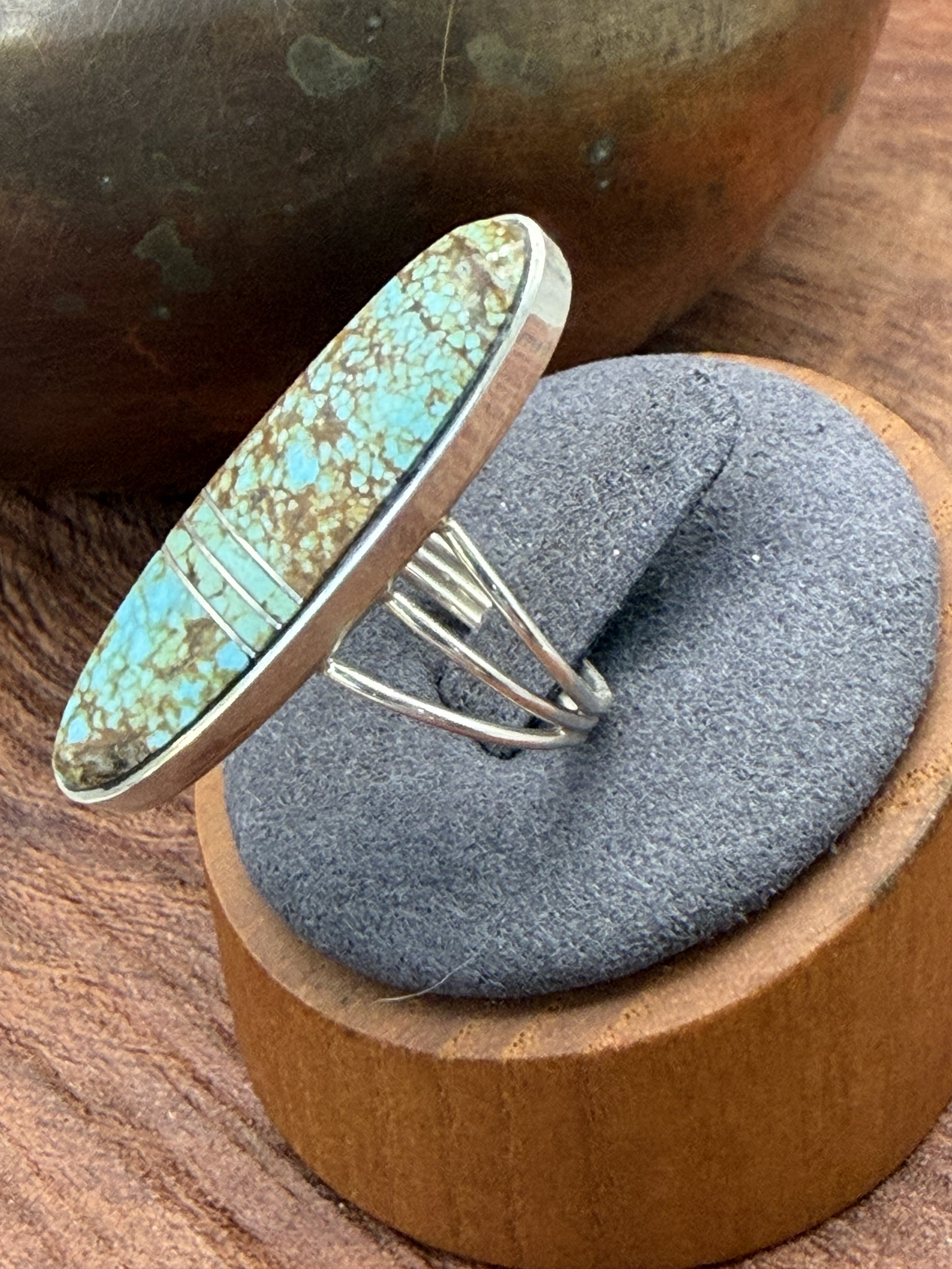 *Native American Made:  Navajo Harold Smith:  Oval Mine #8 Ring