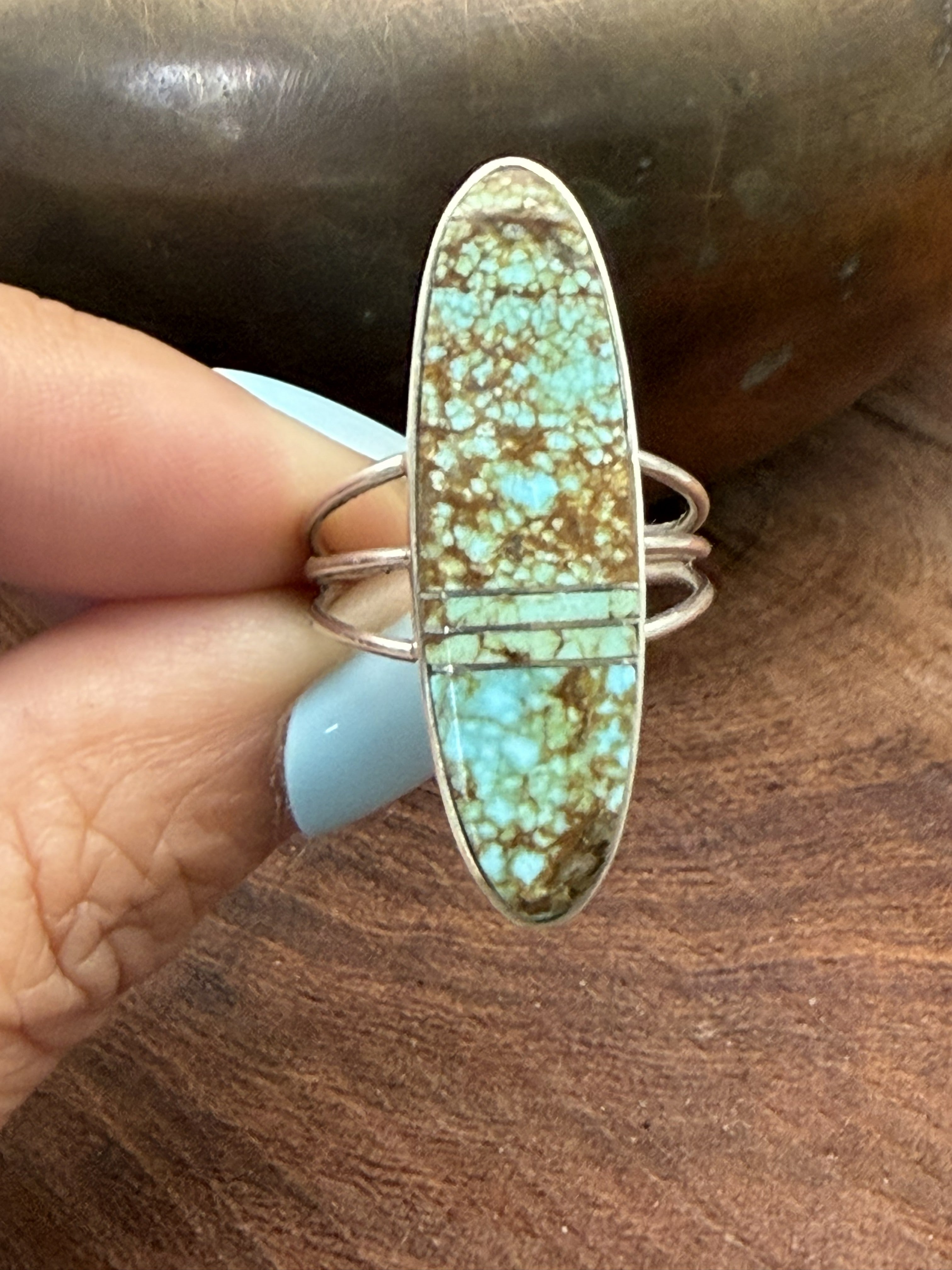*Native American Made:  Navajo Harold Smith:  Oval Mine #8 Ring