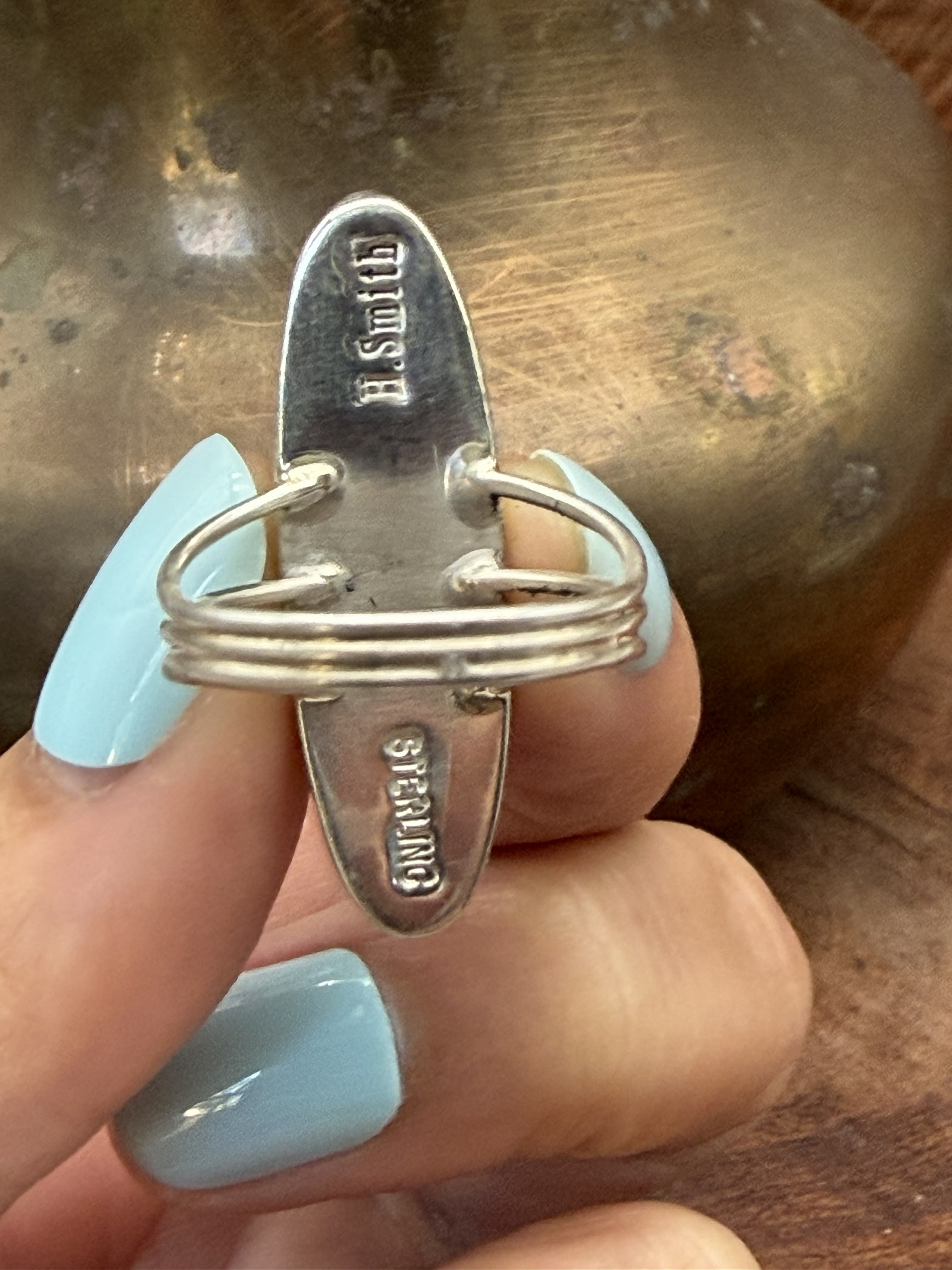 *Native American Made:  Navajo Harold Smith:  Oval Mine #8 Ring