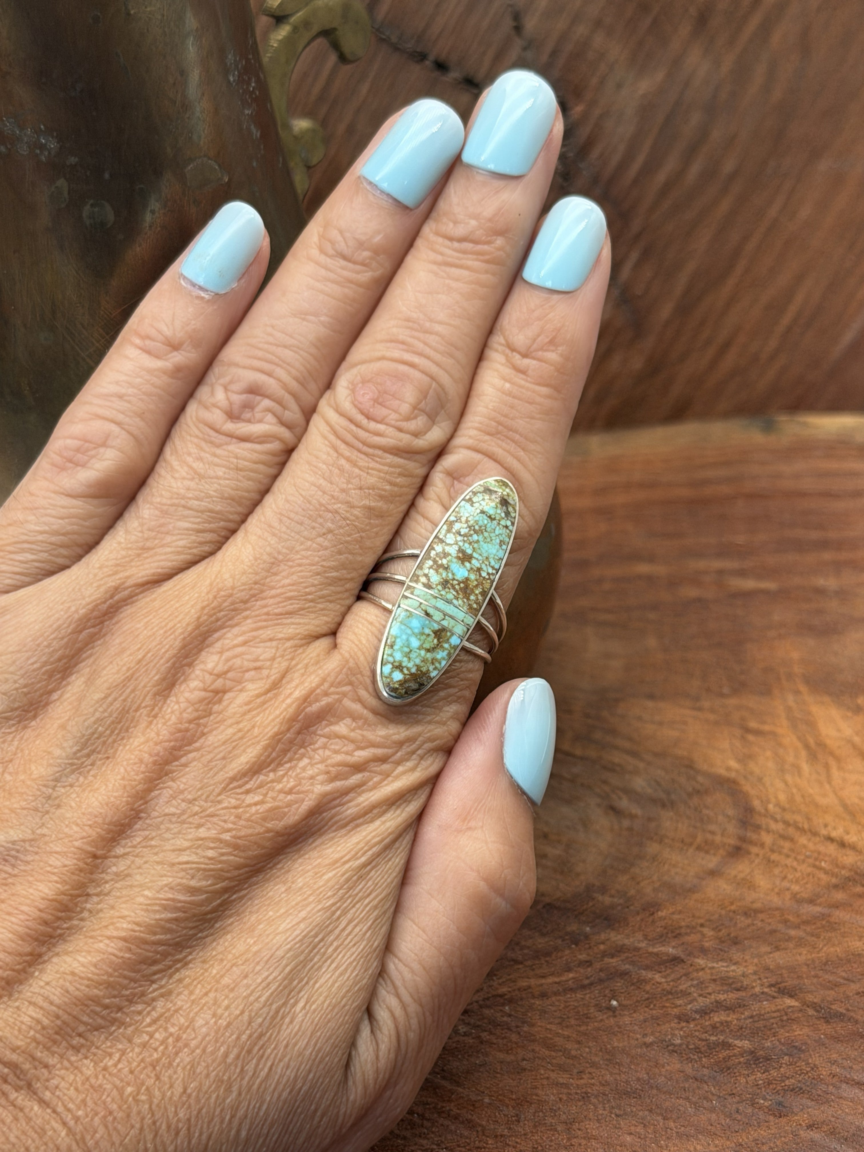 *Native American Made:  Navajo Harold Smith:  Oval Mine #8 Ring