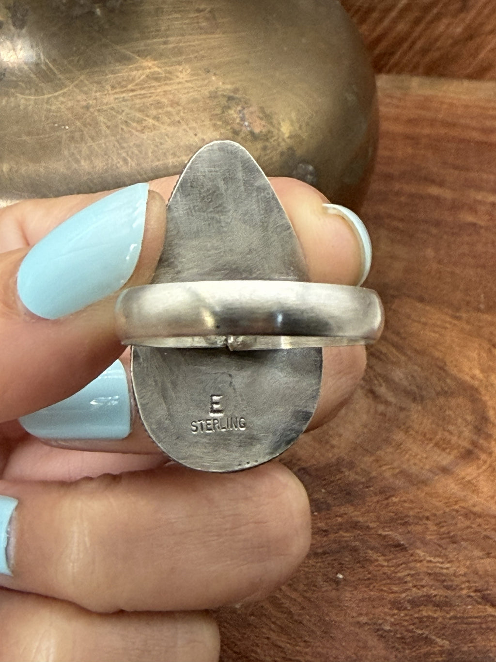 *Native American Made*  Navajo Scott Skeets Orange Spiney Tear Drop Ring
