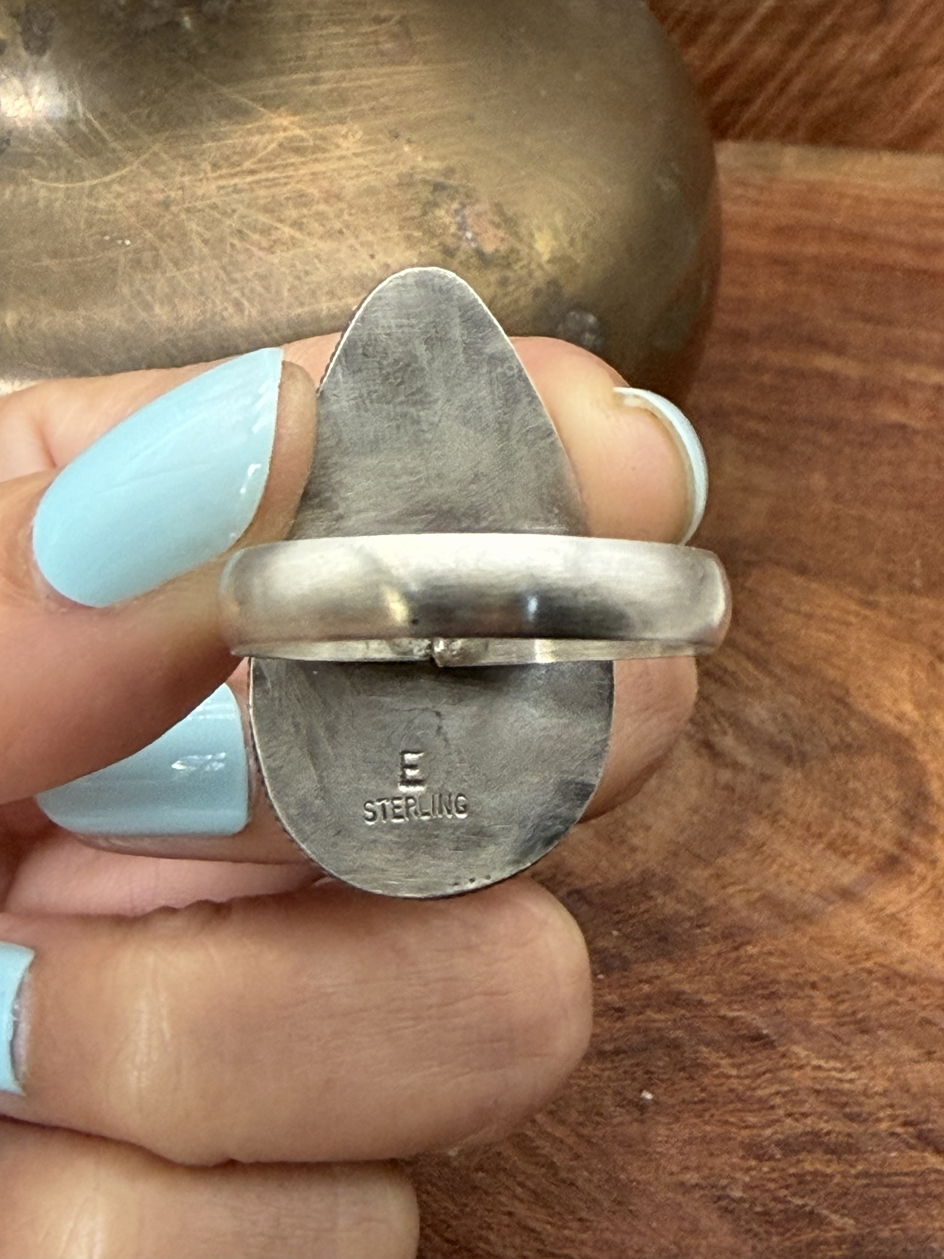 *Native American Made*  Navajo Scott Skeets Orange Spiney Tear Drop Ring