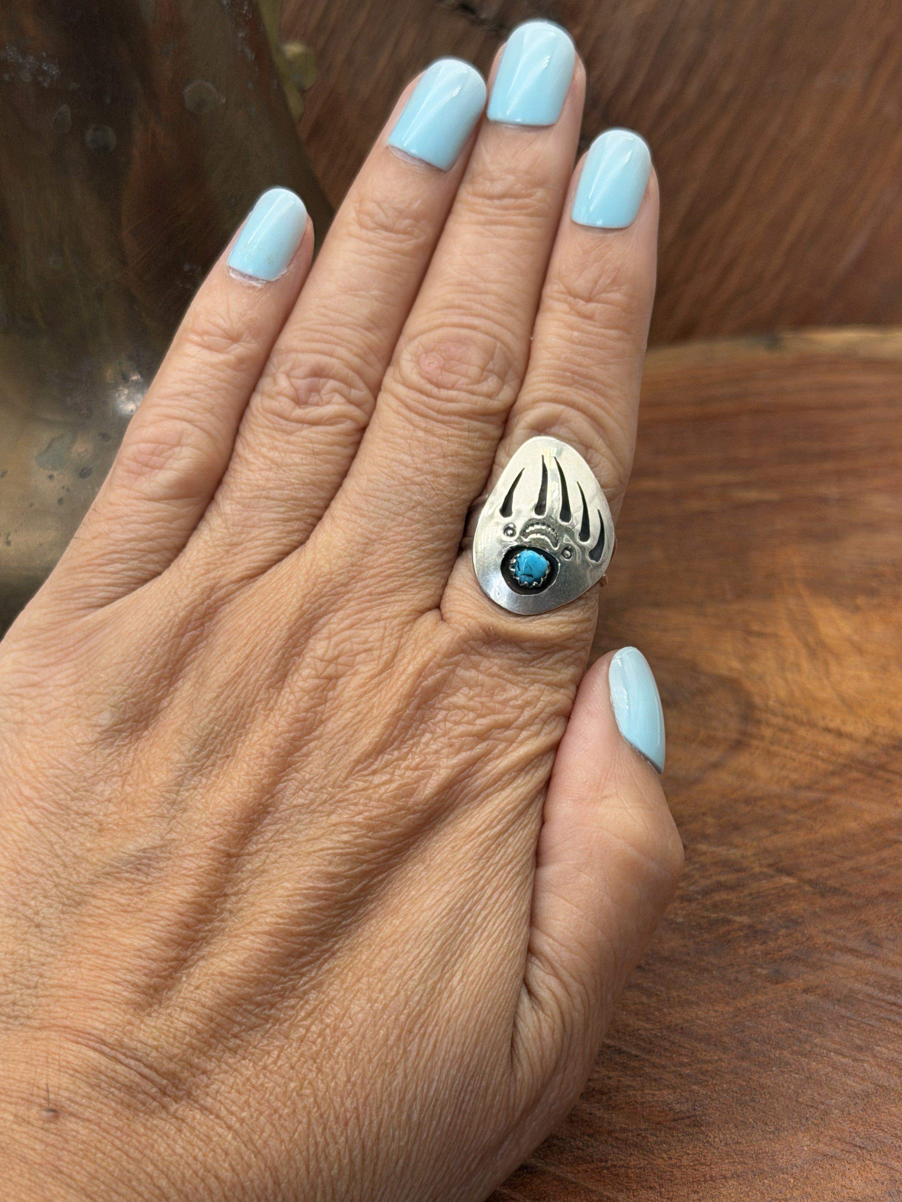 *Native American Made*  Navajo Brenda Boyd:  Bear Claw Ring