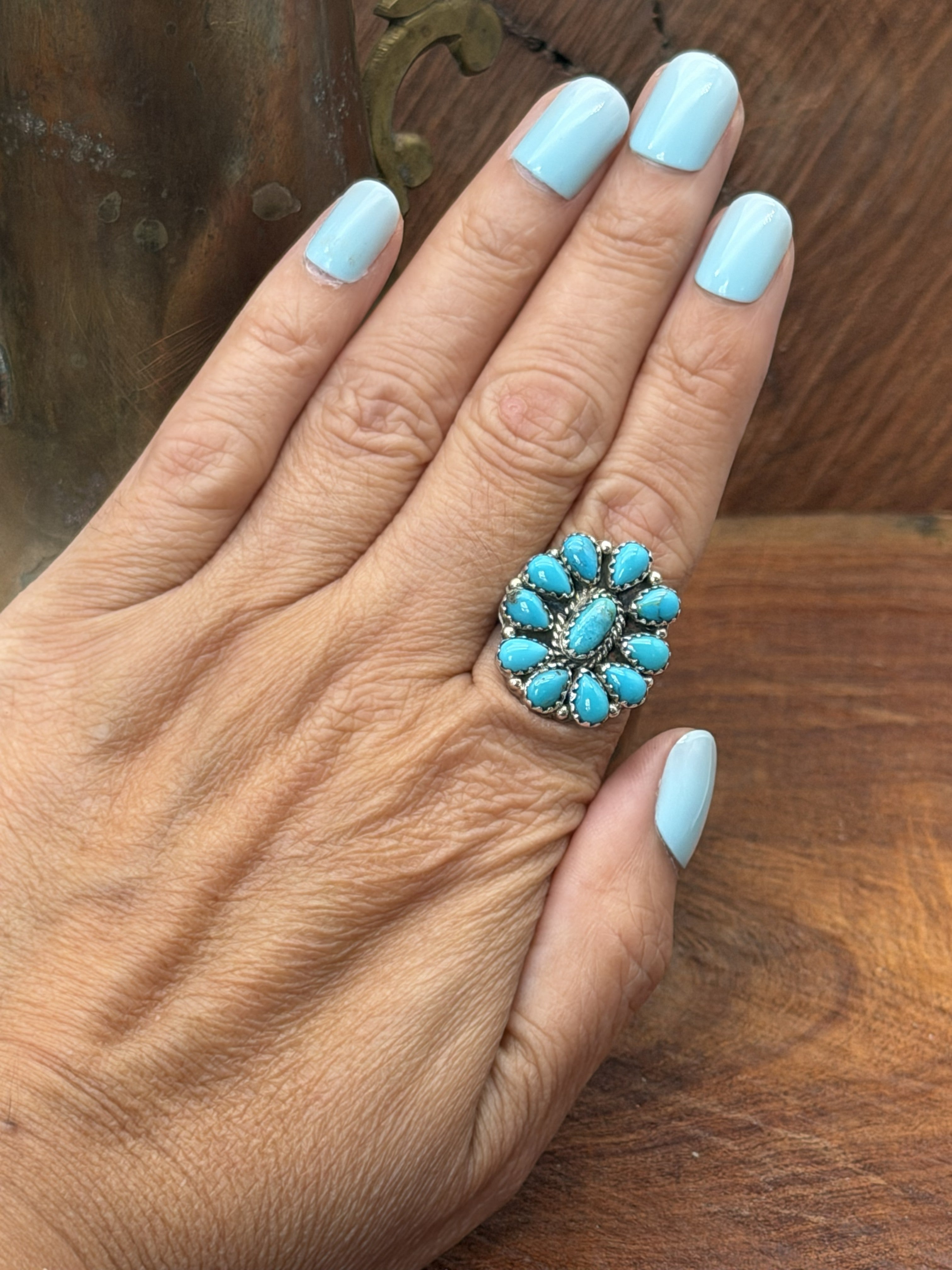 *Native American Made* Navajo Melissa Anderson:  Small Round Cluster Ring