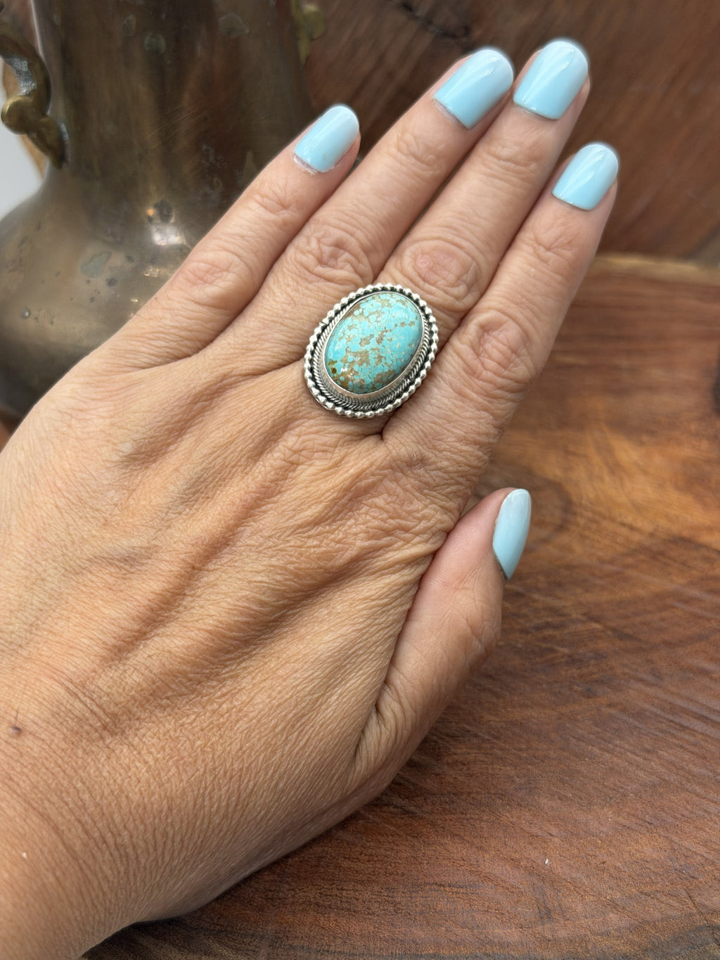 *Native American Made* Navajo Scott Skeets:  Oval Kingman Ring