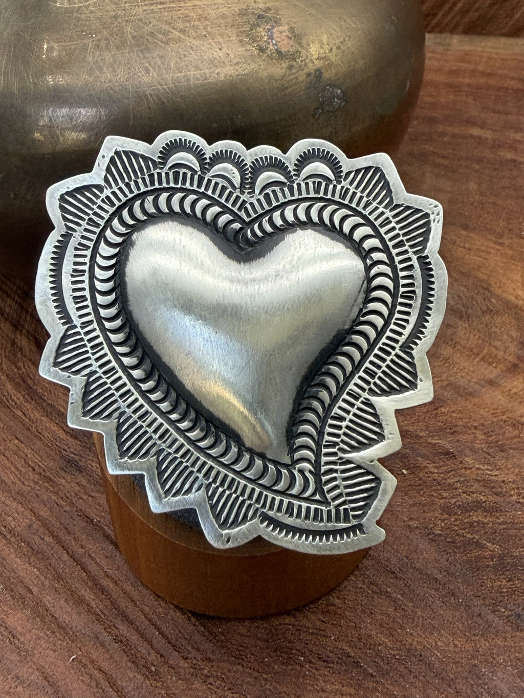 *Native American Made*  Navajo Leander Tahe Statement Heart Ring