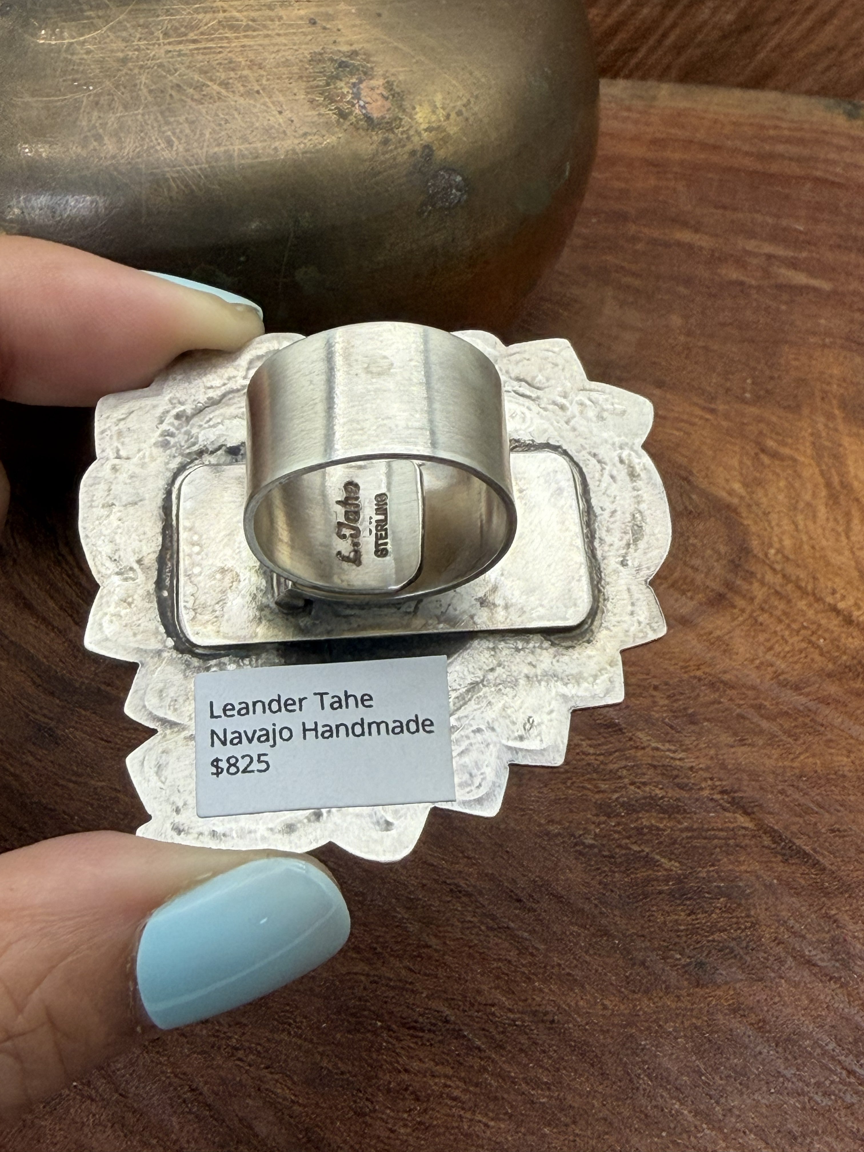 *Native American Made*  Navajo Leander Tahe Statement Heart Ring