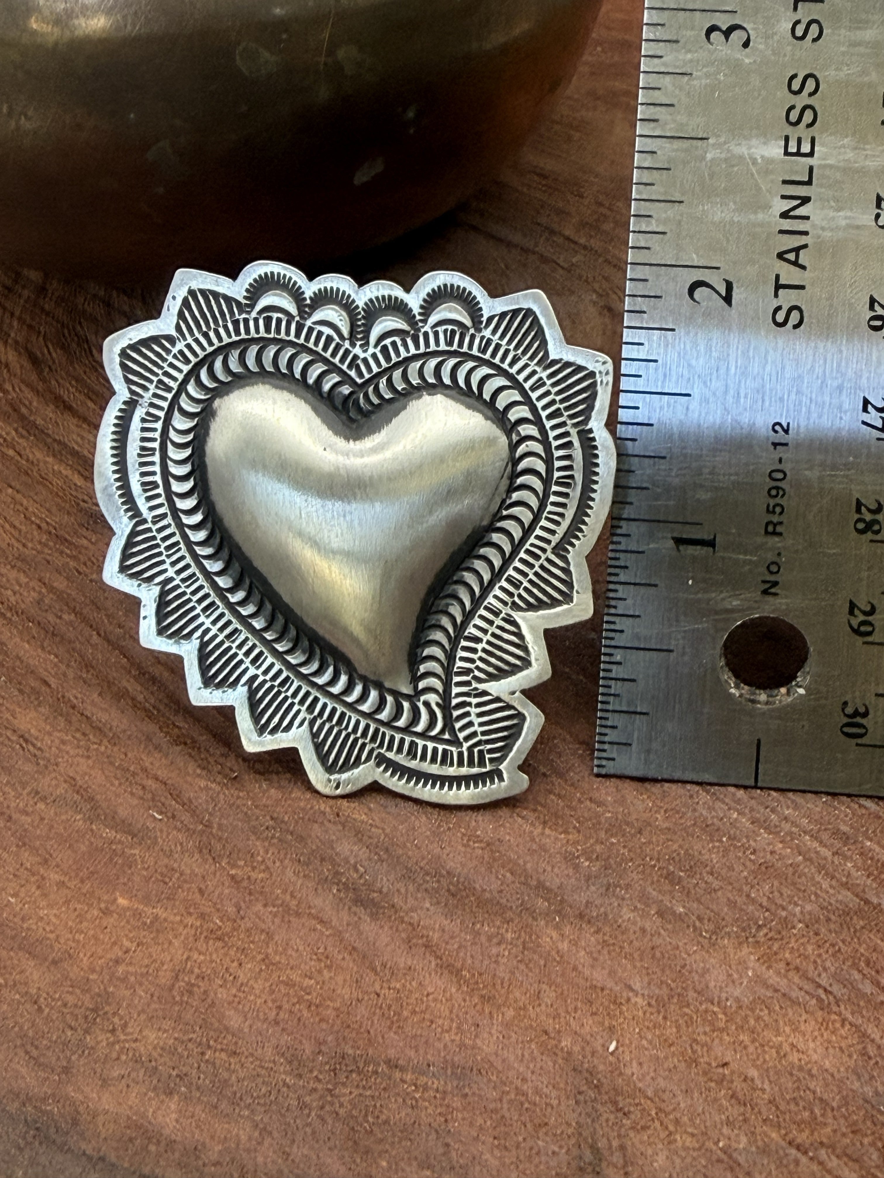 *Native American Made*  Navajo Leander Tahe Statement Heart Ring