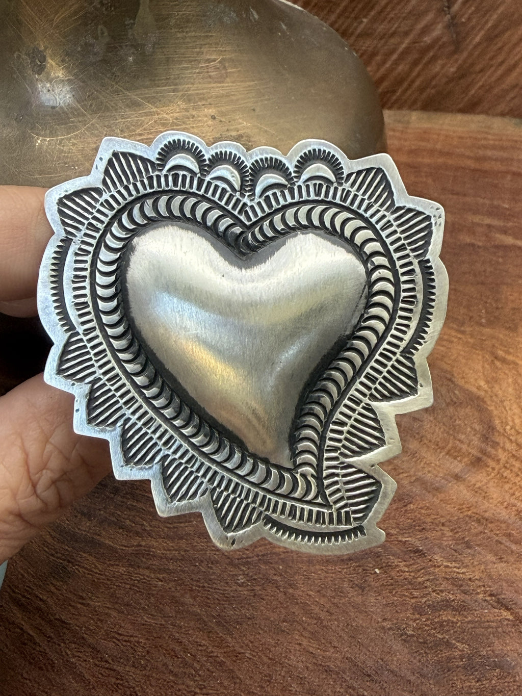 *Native American Made*  Navajo Leander Tahe Statement Heart Ring