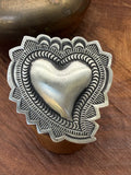 *Native American Made*  Navajo Leander Tahe Statement Heart Ring