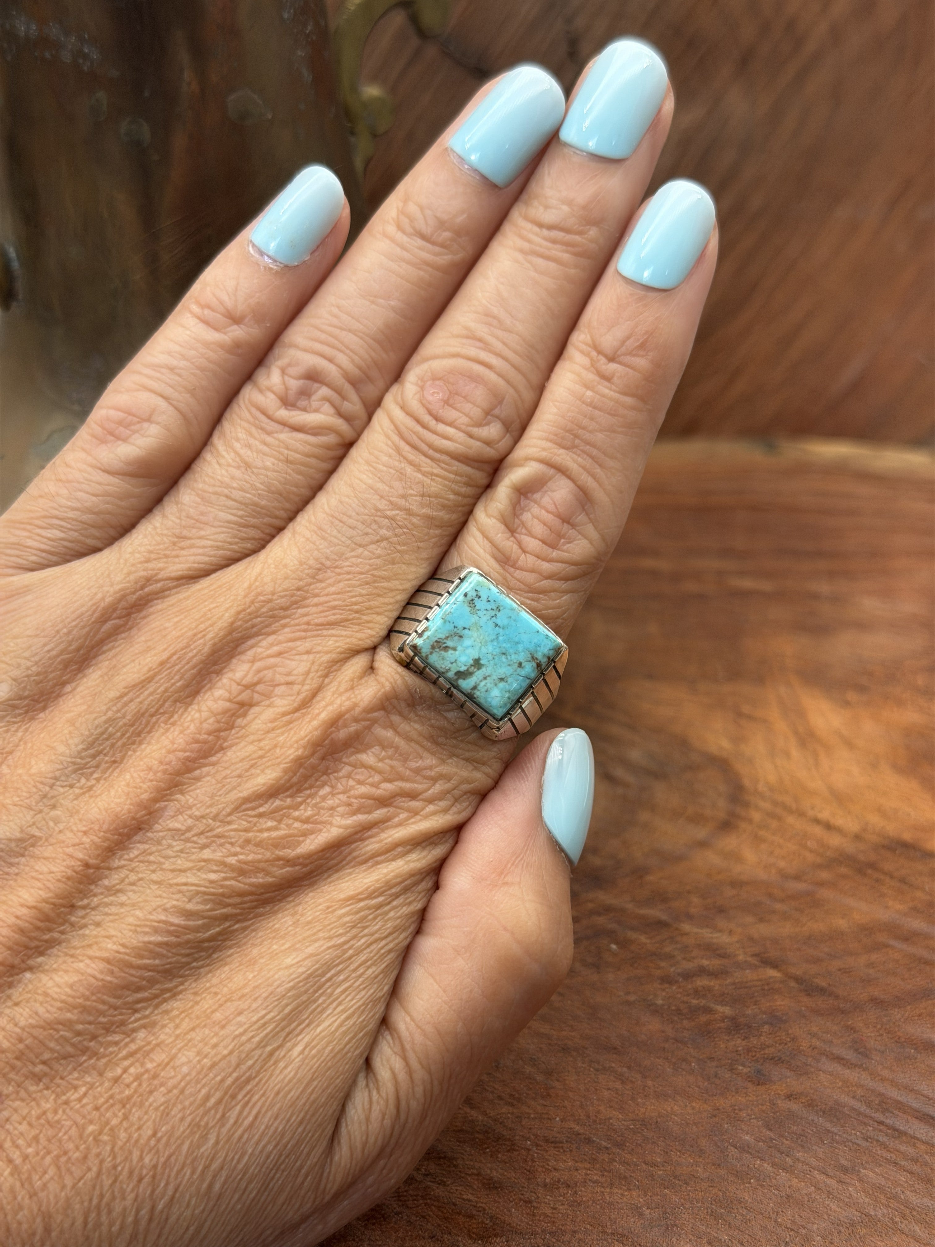 *Native American Made*  Navajo Trevor Jack:  Square Ring for Men (Unisex)