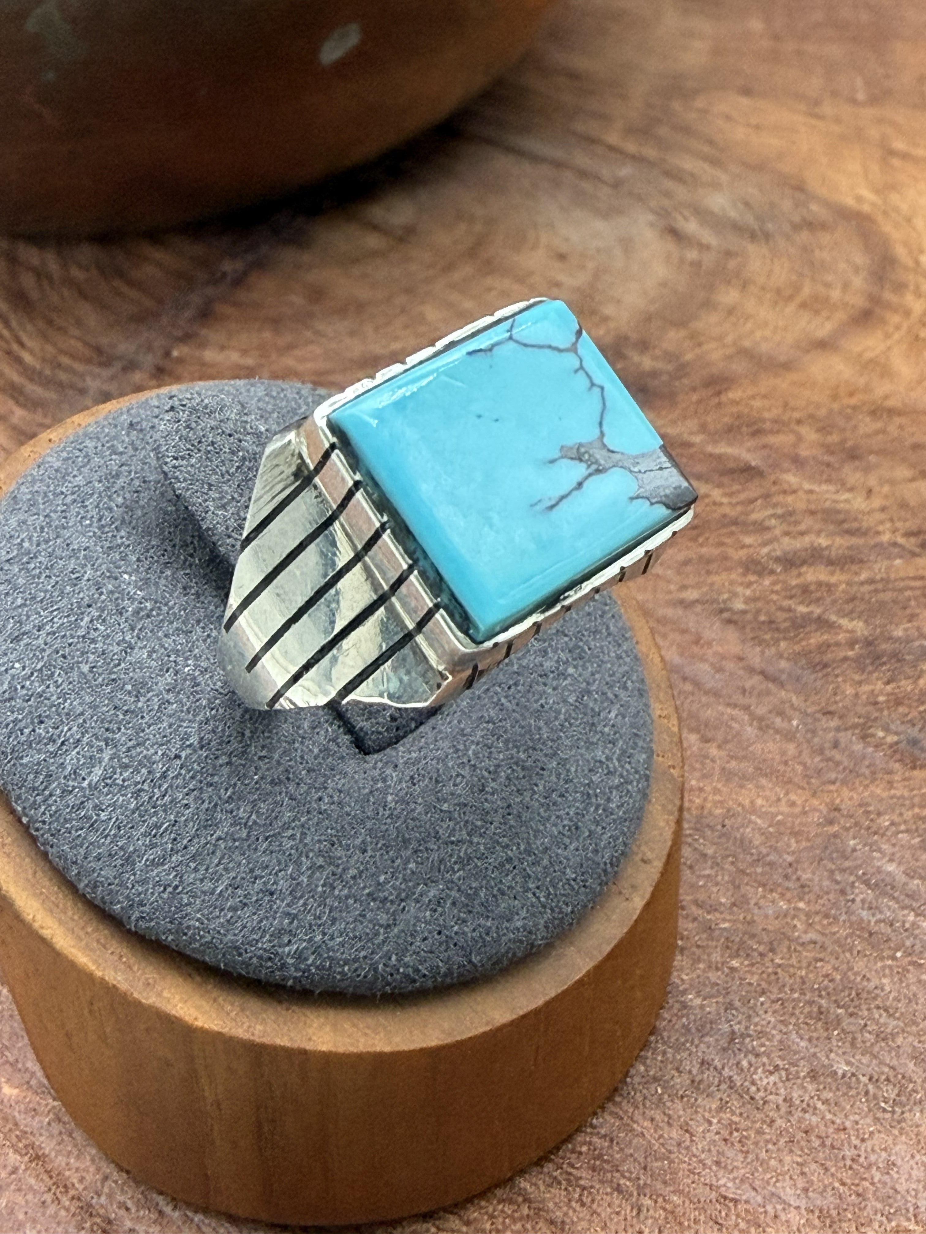 *Native American Made*  Navajo Trevor Jack:  Square Ring for Men (Unisex)