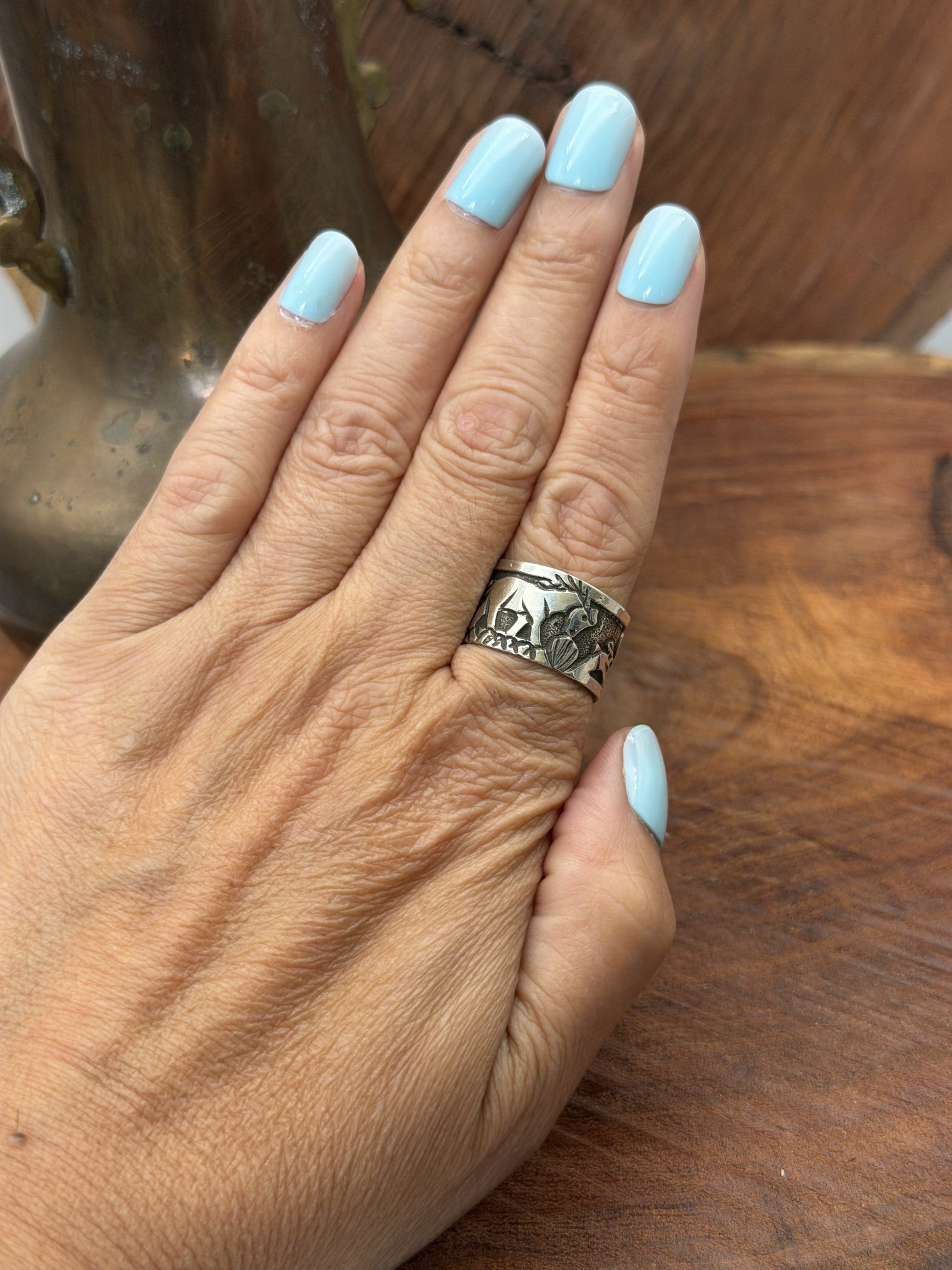 *Native American Made* Navajo Loyd Becenti:  Storytelling Ring