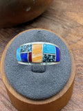 *Native American Made*  Navajo Edison Yazzie Multi Inlay Ring