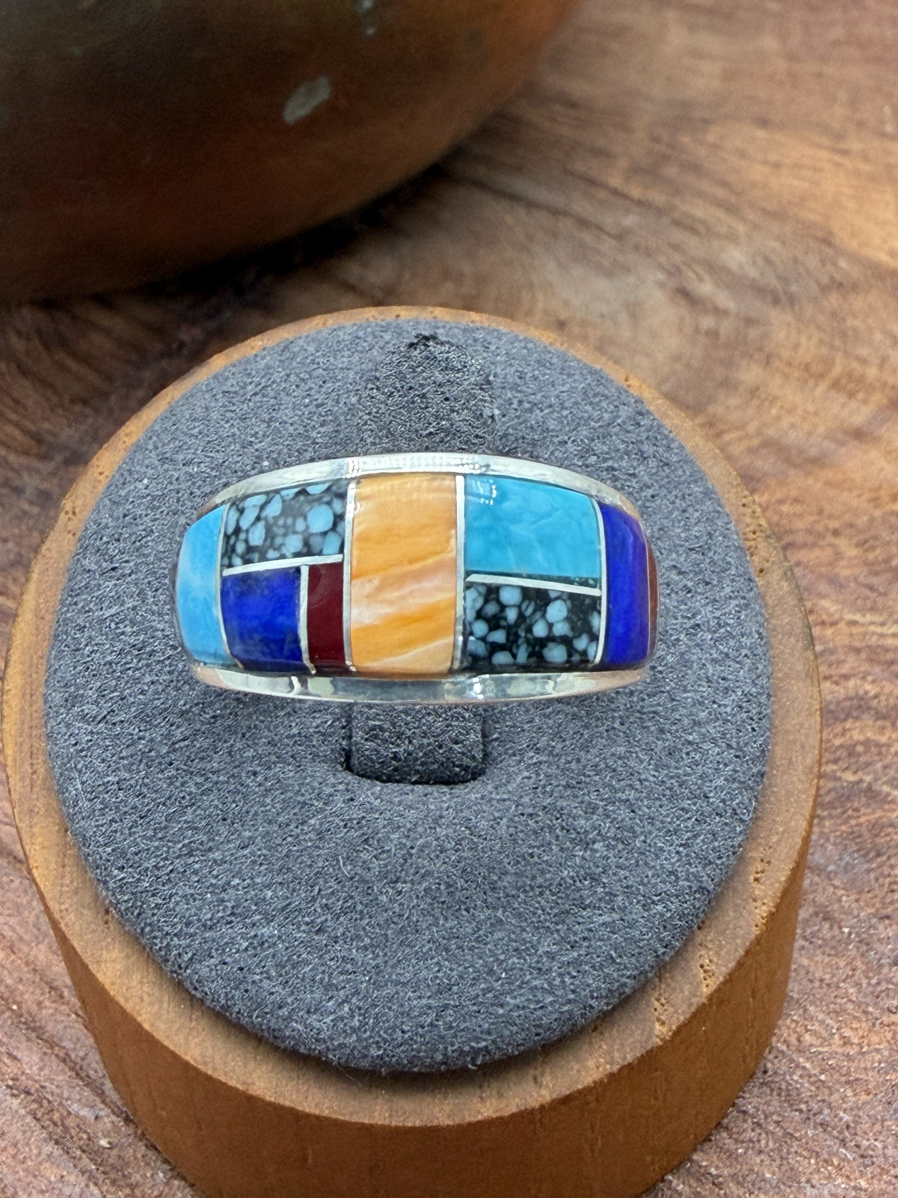 *Native American Made*  Navajo Edison Yazzie Multi Inlay Ring