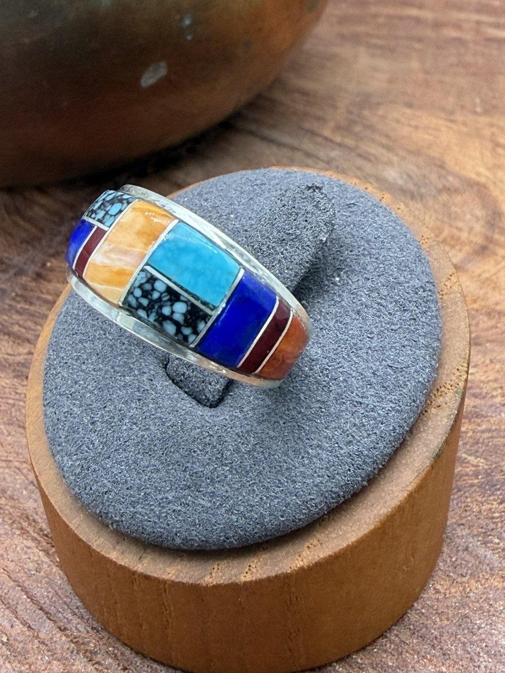 *Native American Made*  Navajo Edison Yazzie Multi Inlay Ring