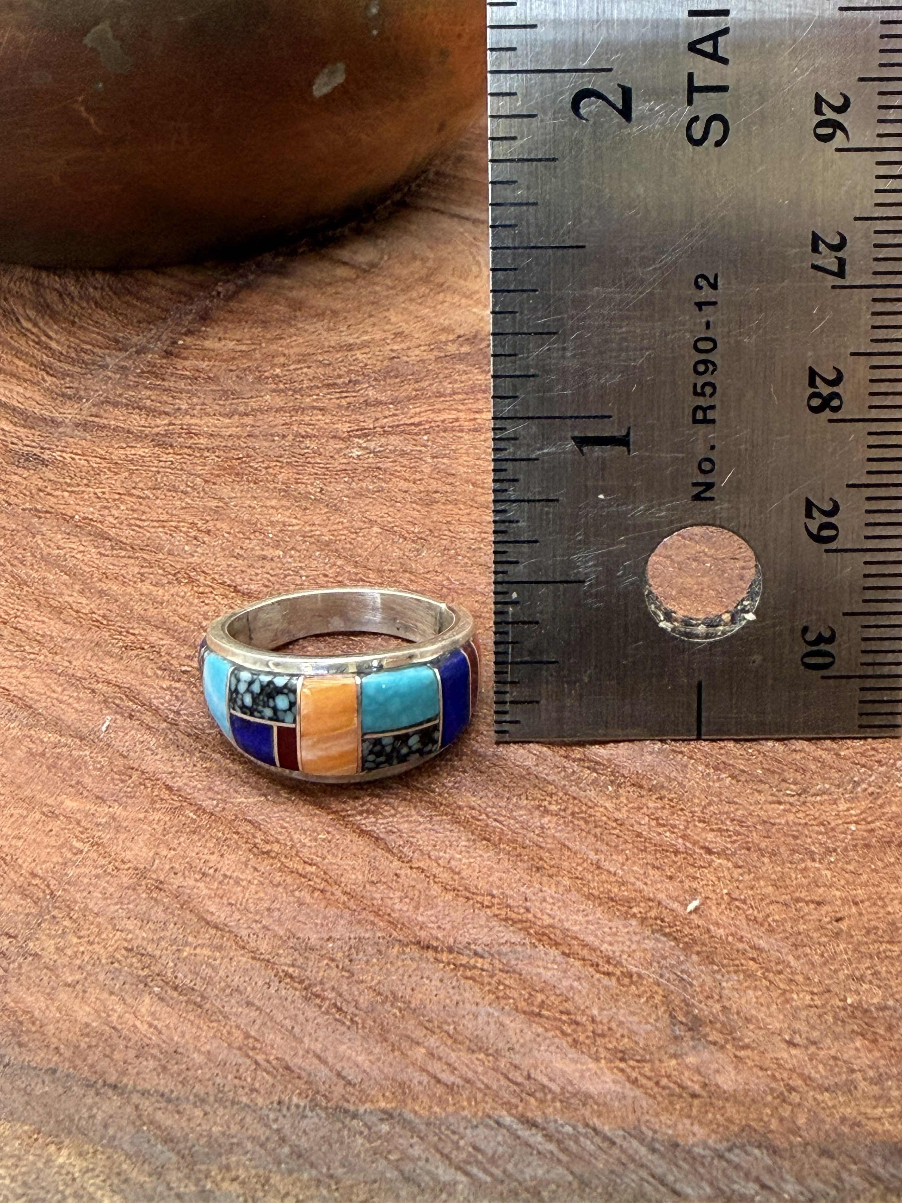 *Native American Made*  Navajo Edison Yazzie Multi Inlay Ring