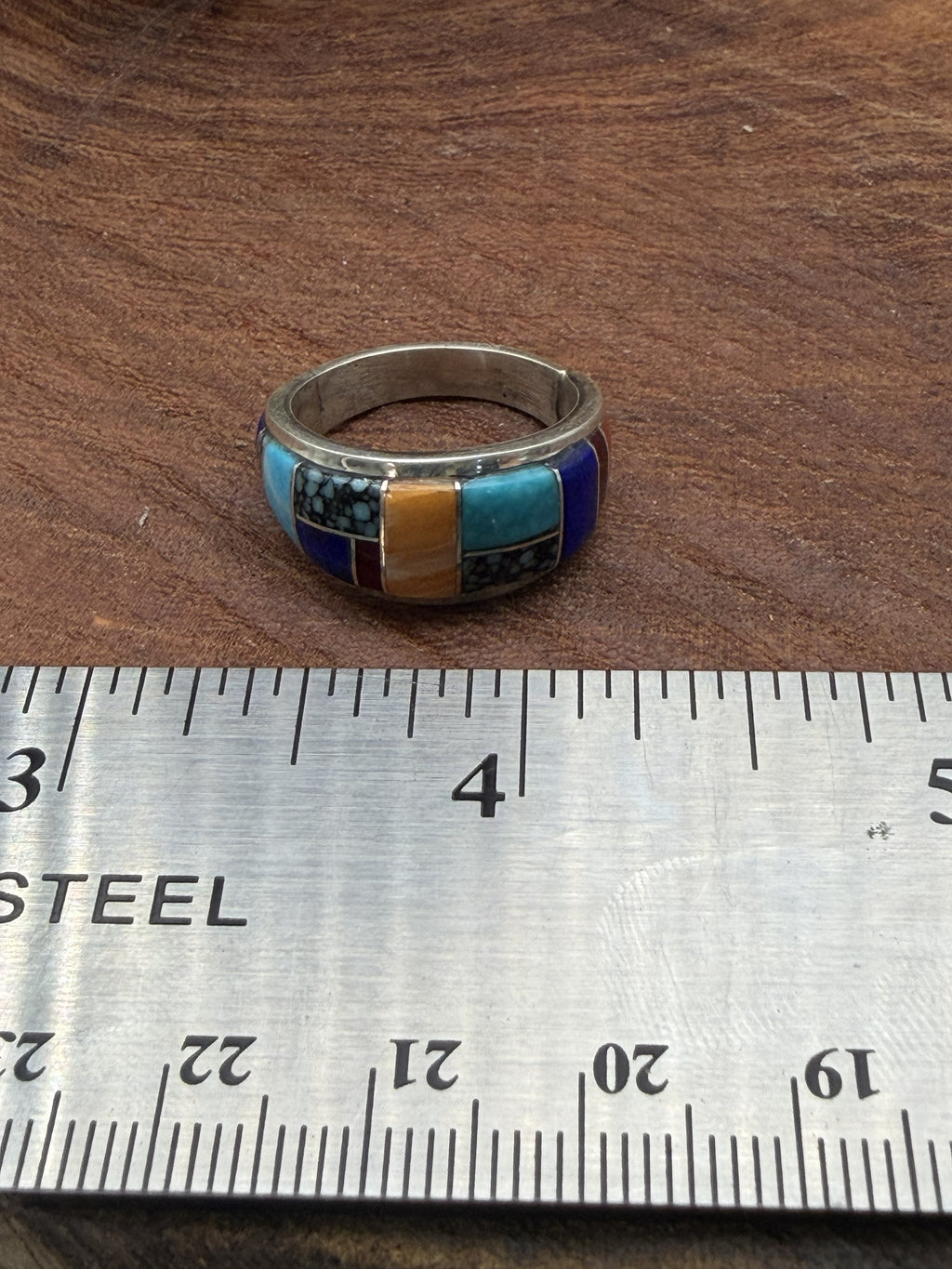 *Native American Made*  Navajo Edison Yazzie Multi Inlay Ring