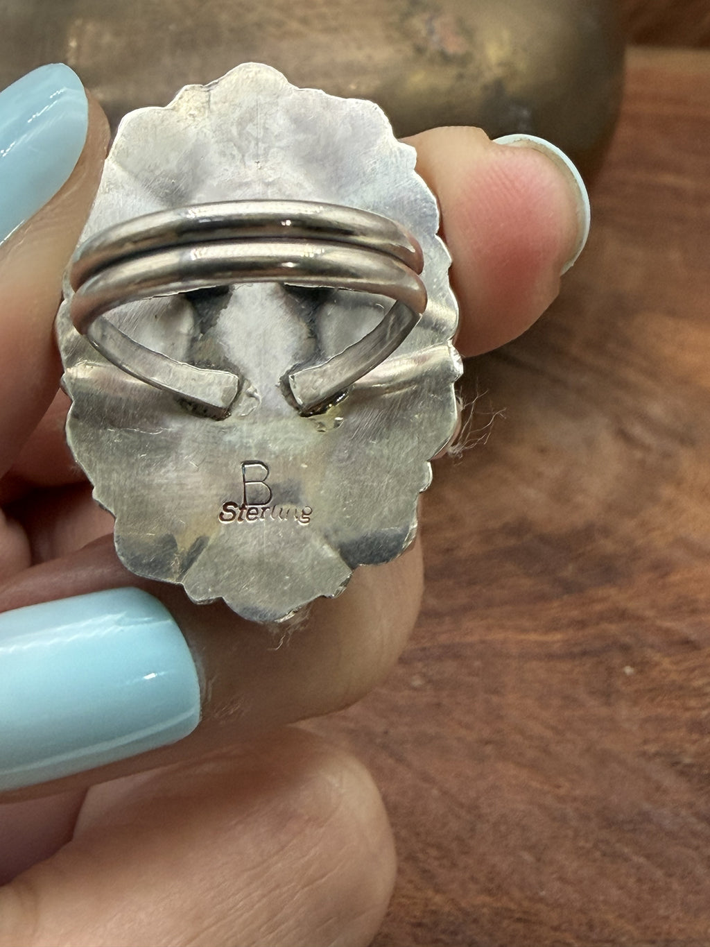 *Native American Made*  Navajo Tamara Benally: Oval Kingman Cluster Ring