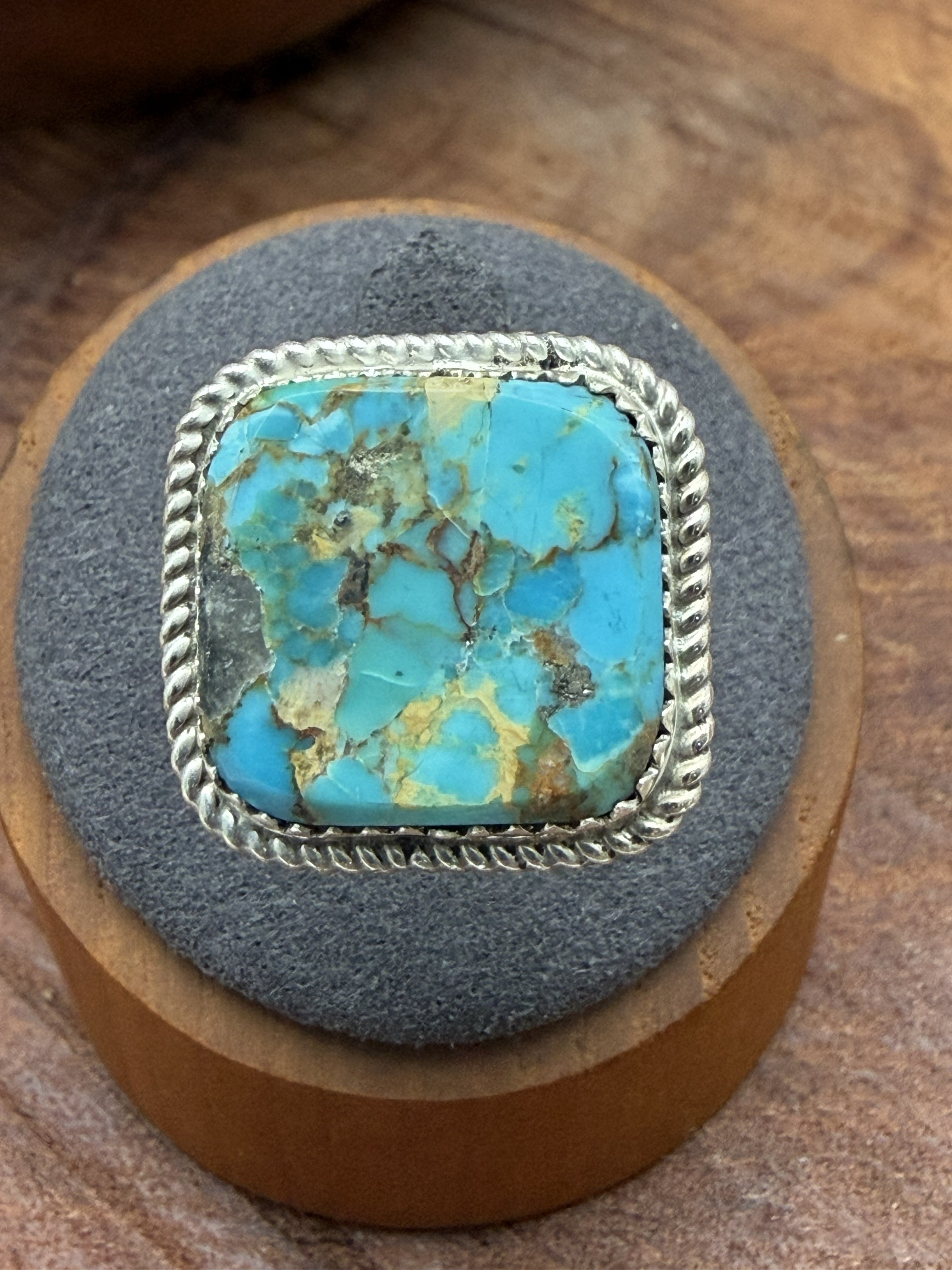 *Native American Made*  Navajo Albert Etcity:  Square Kingman Ring