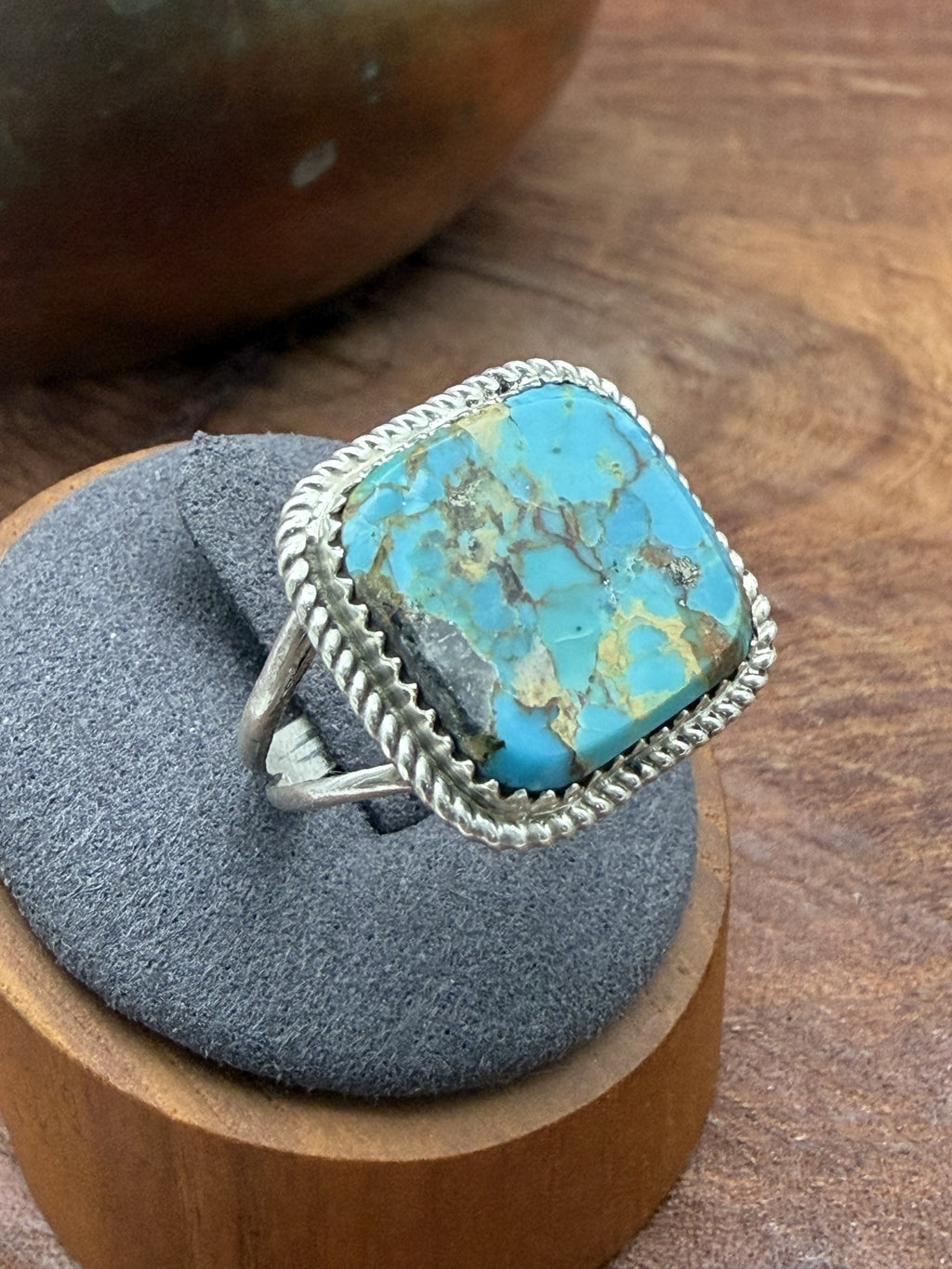 *Native American Made*  Navajo Albert Etcity:  Square Kingman Ring