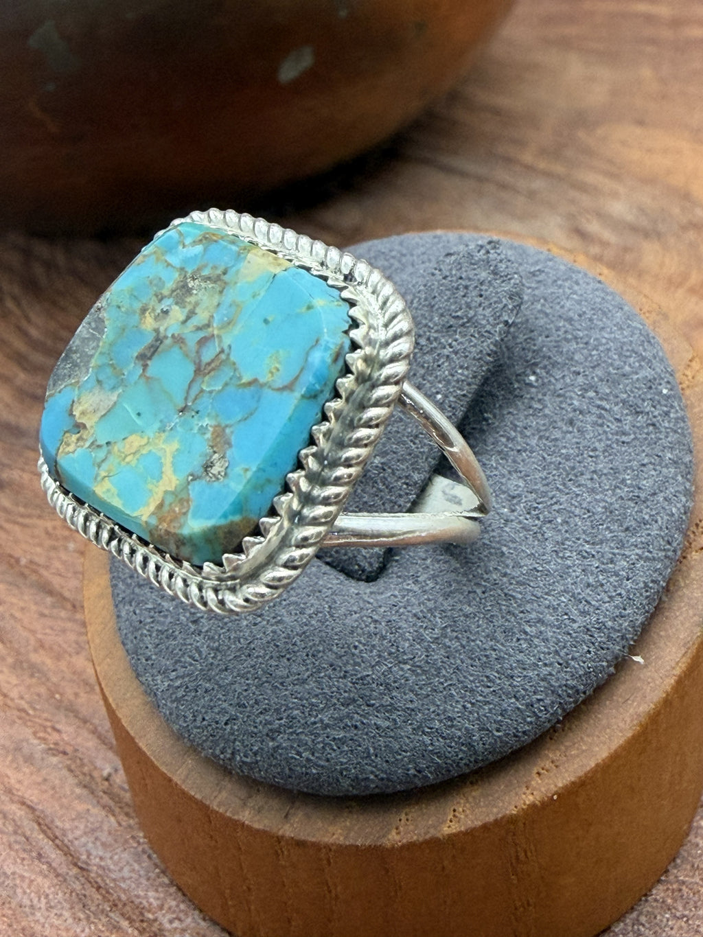 *Native American Made*  Navajo Albert Etcity:  Square Kingman Ring