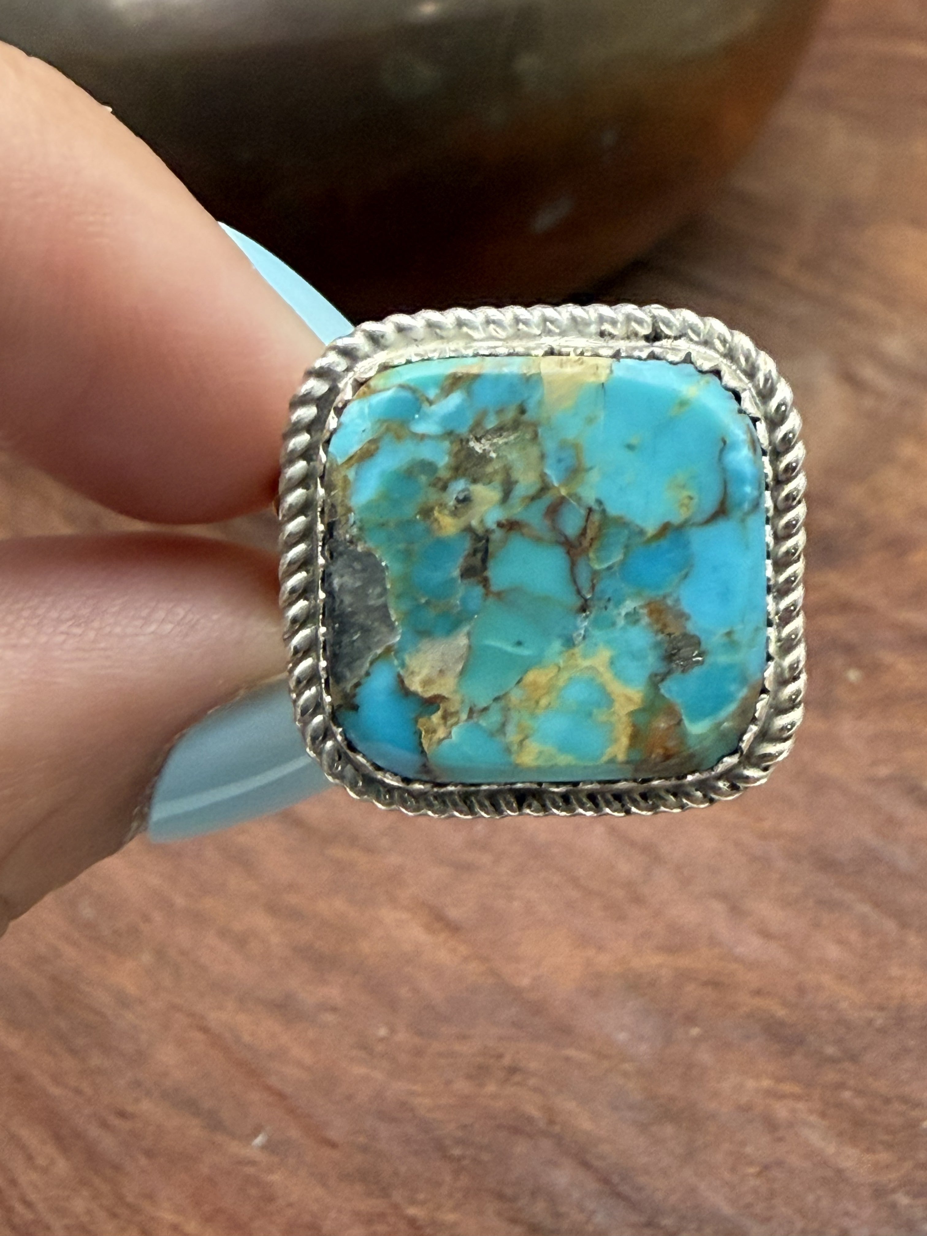 *Native American Made*  Navajo Albert Etcity:  Square Kingman Ring