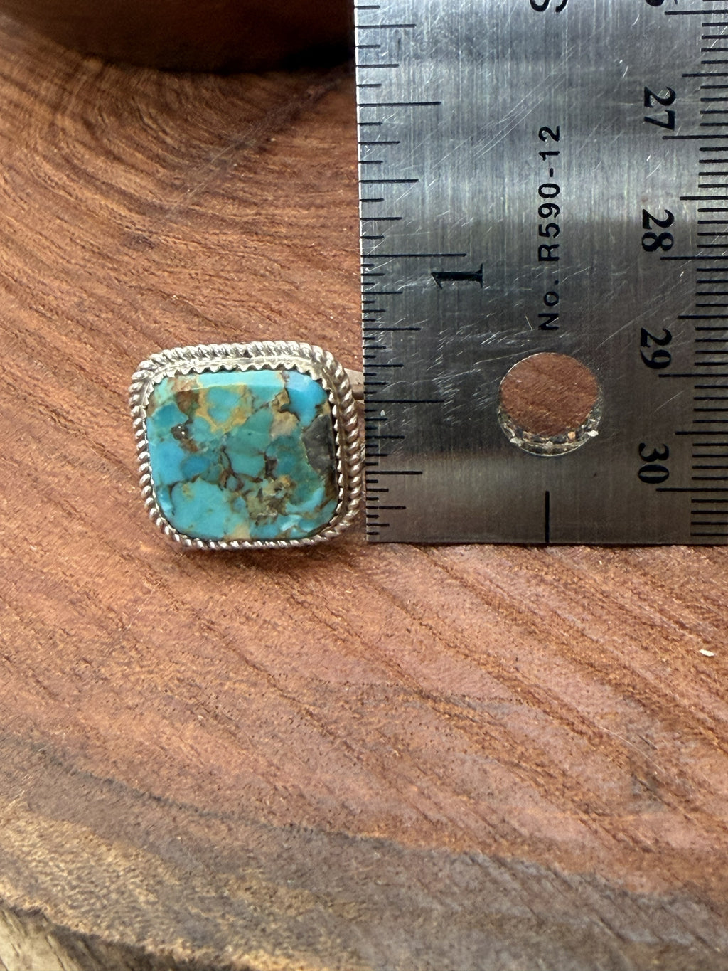 *Native American Made*  Navajo Albert Etcity:  Square Kingman Ring