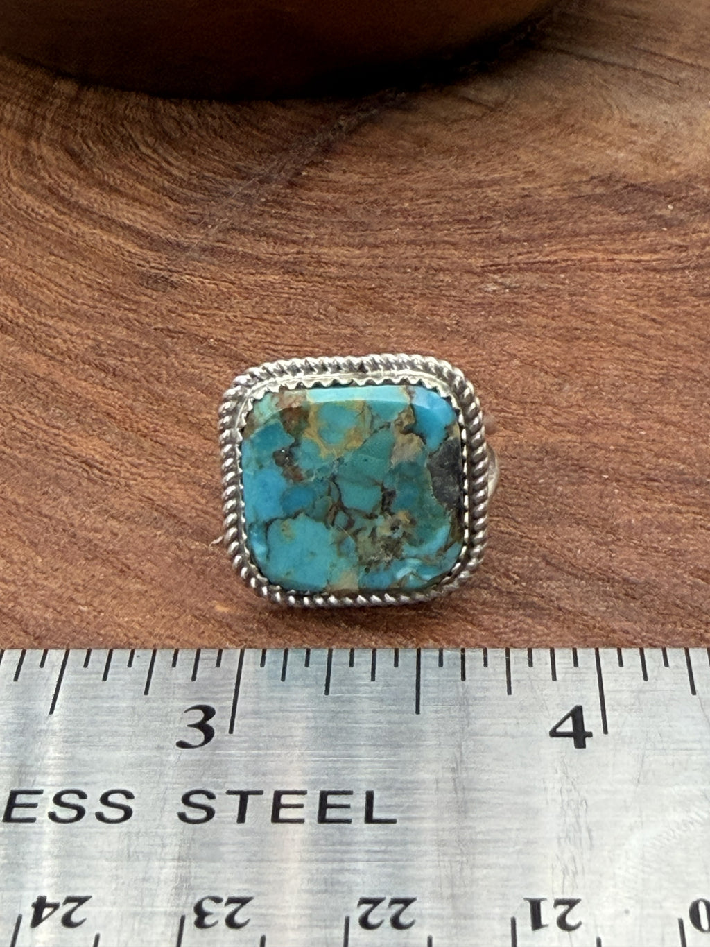 *Native American Made*  Navajo Albert Etcity:  Square Kingman Ring