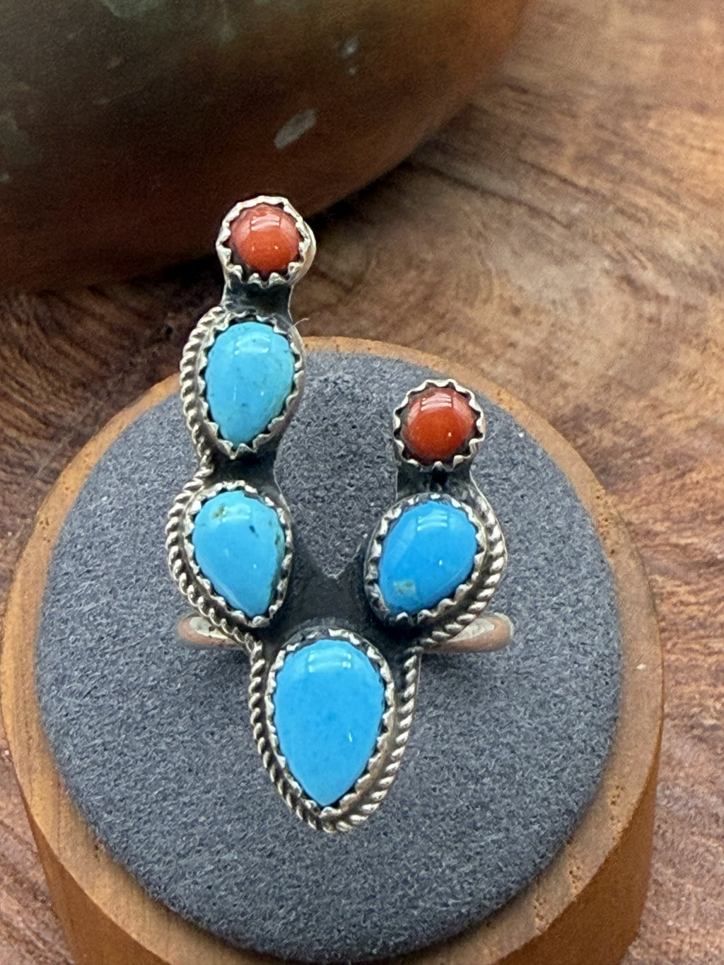 *Native American Made*  Navajo Kree Blanchard:  Cactus Ring