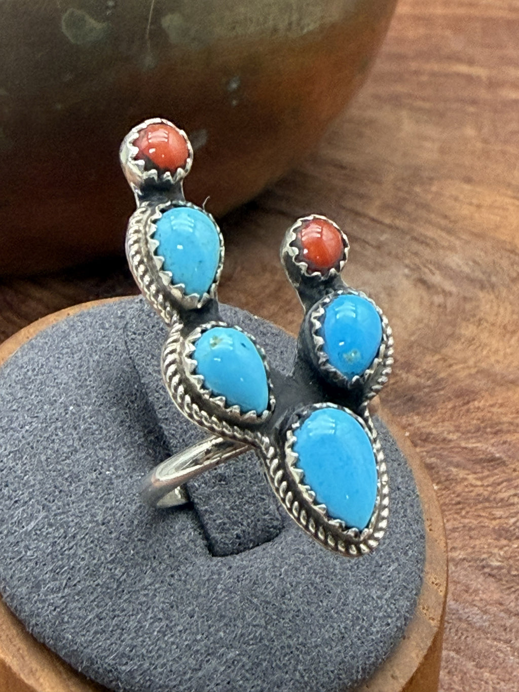 *Native American Made*  Navajo Kree Blanchard:  Cactus Ring