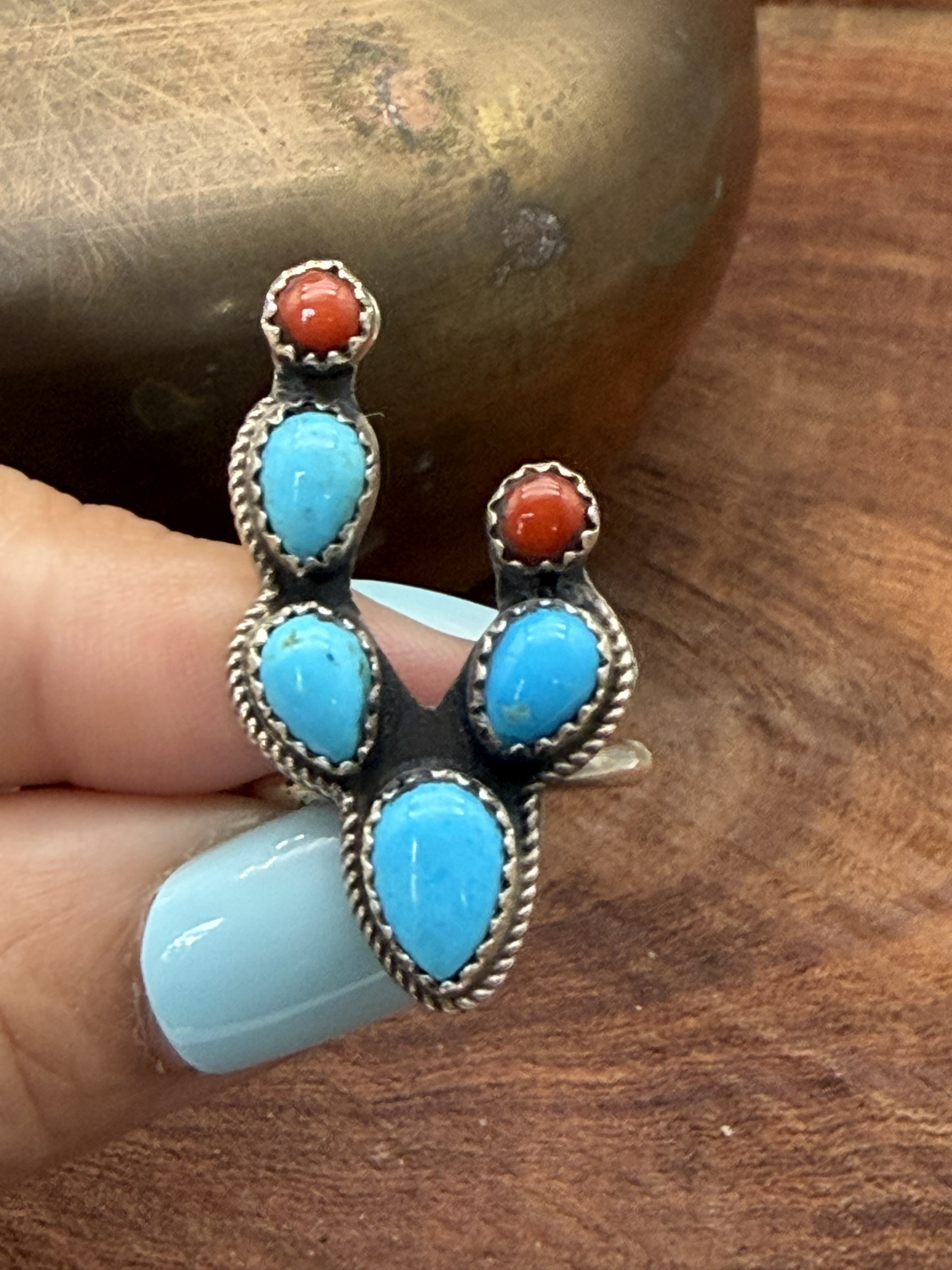 *Native American Made*  Navajo Kree Blanchard:  Cactus Ring