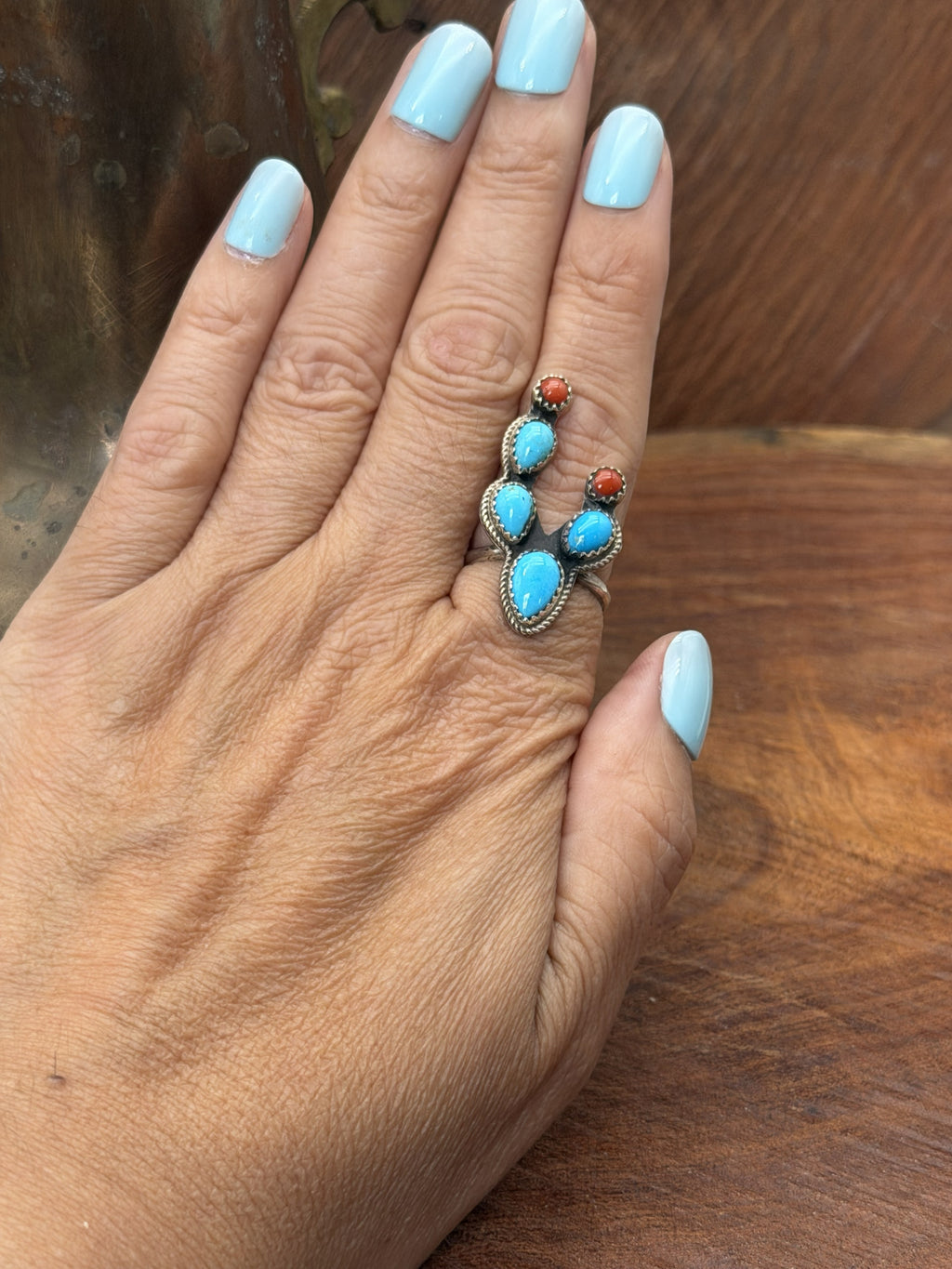 *Native American Made*  Navajo Kree Blanchard:  Cactus Ring
