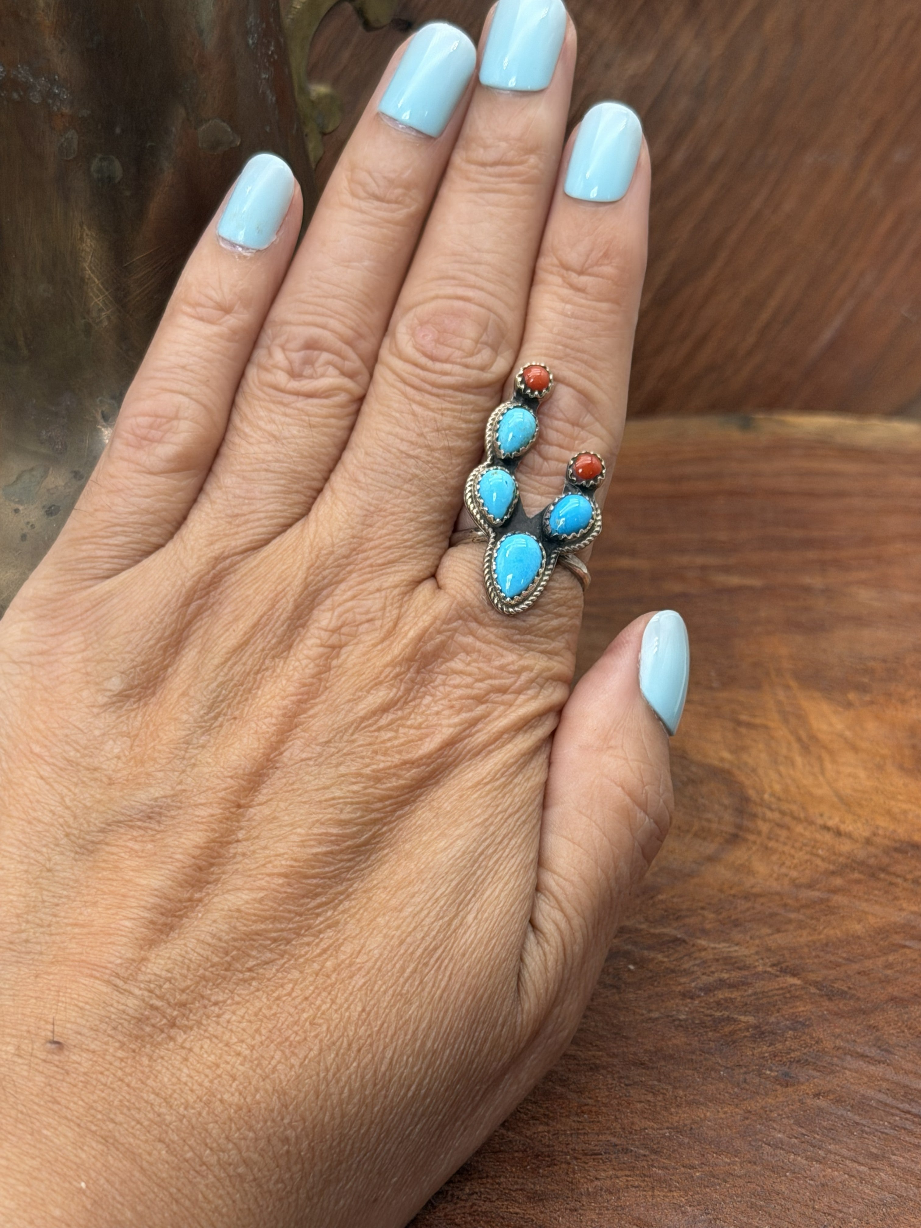 *Native American Made*  Navajo Kree Blanchard:  Cactus Ring
