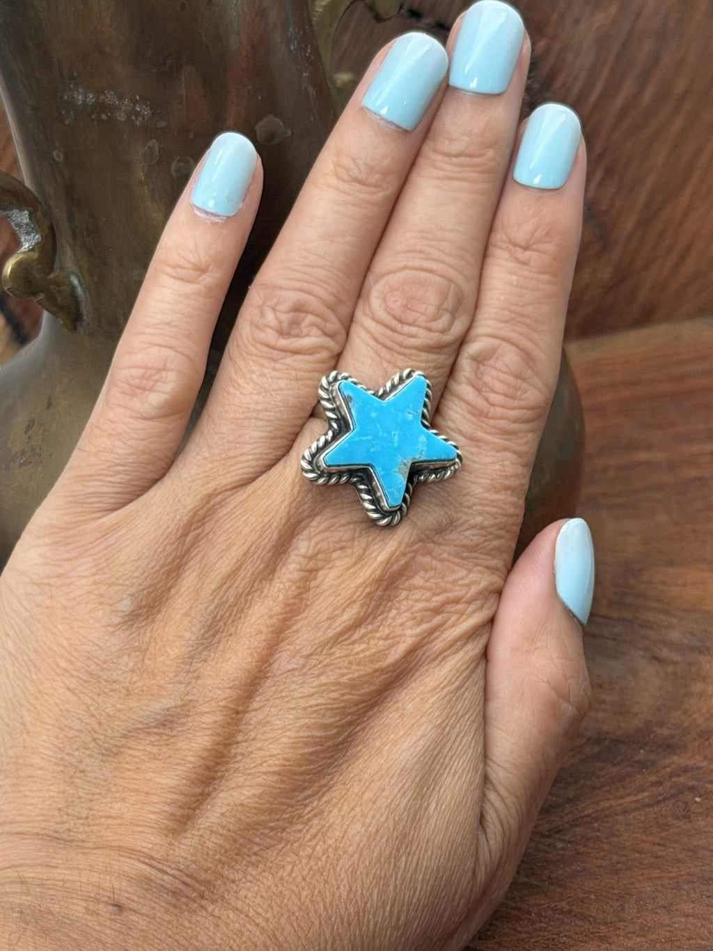 *Native American Made*  Navajo Johnny Dixon:  Kingman Star Ring