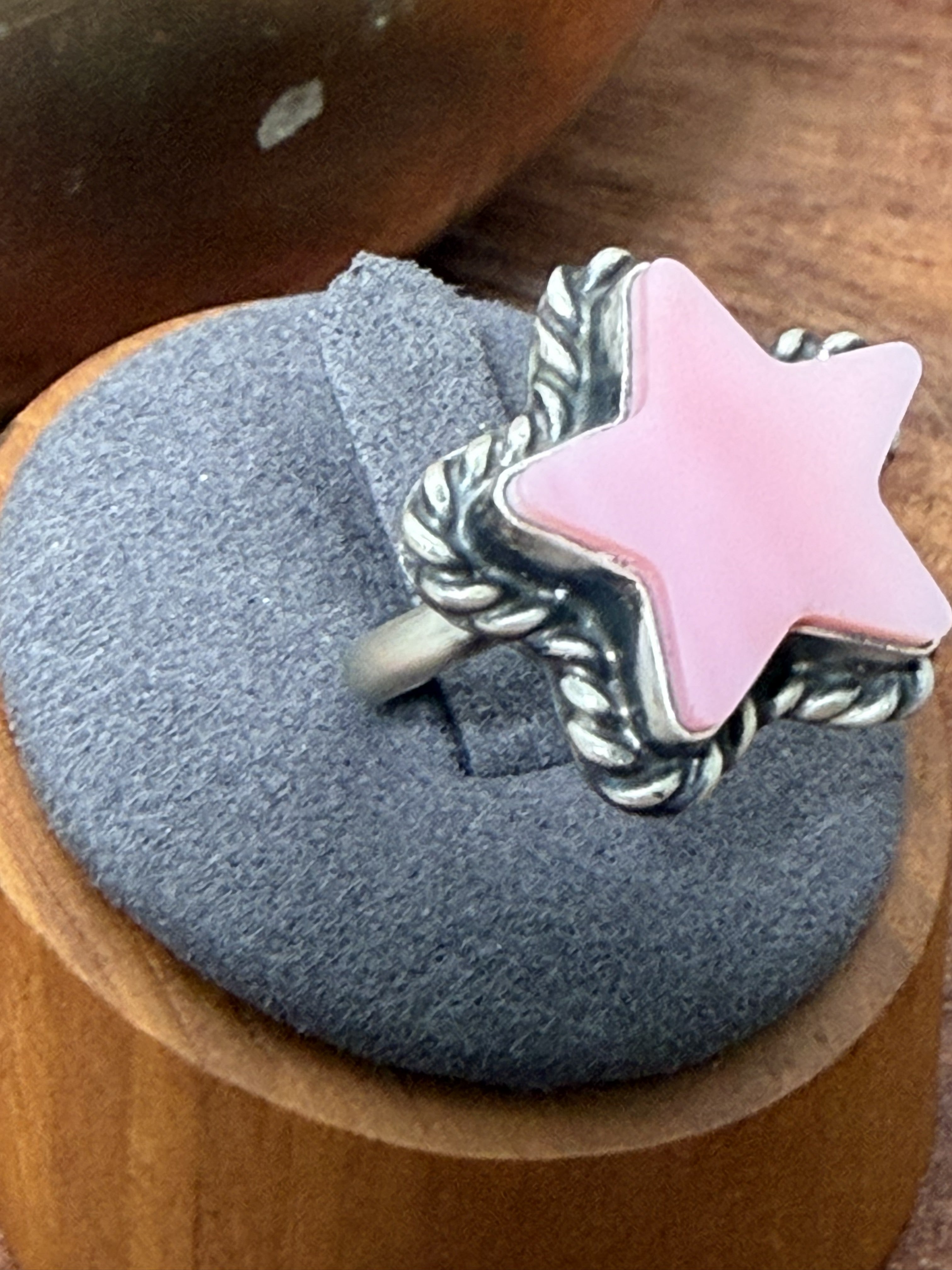 *Native American Made*  Navajo Johnny Dixon:  Pink Conch Star Ring
