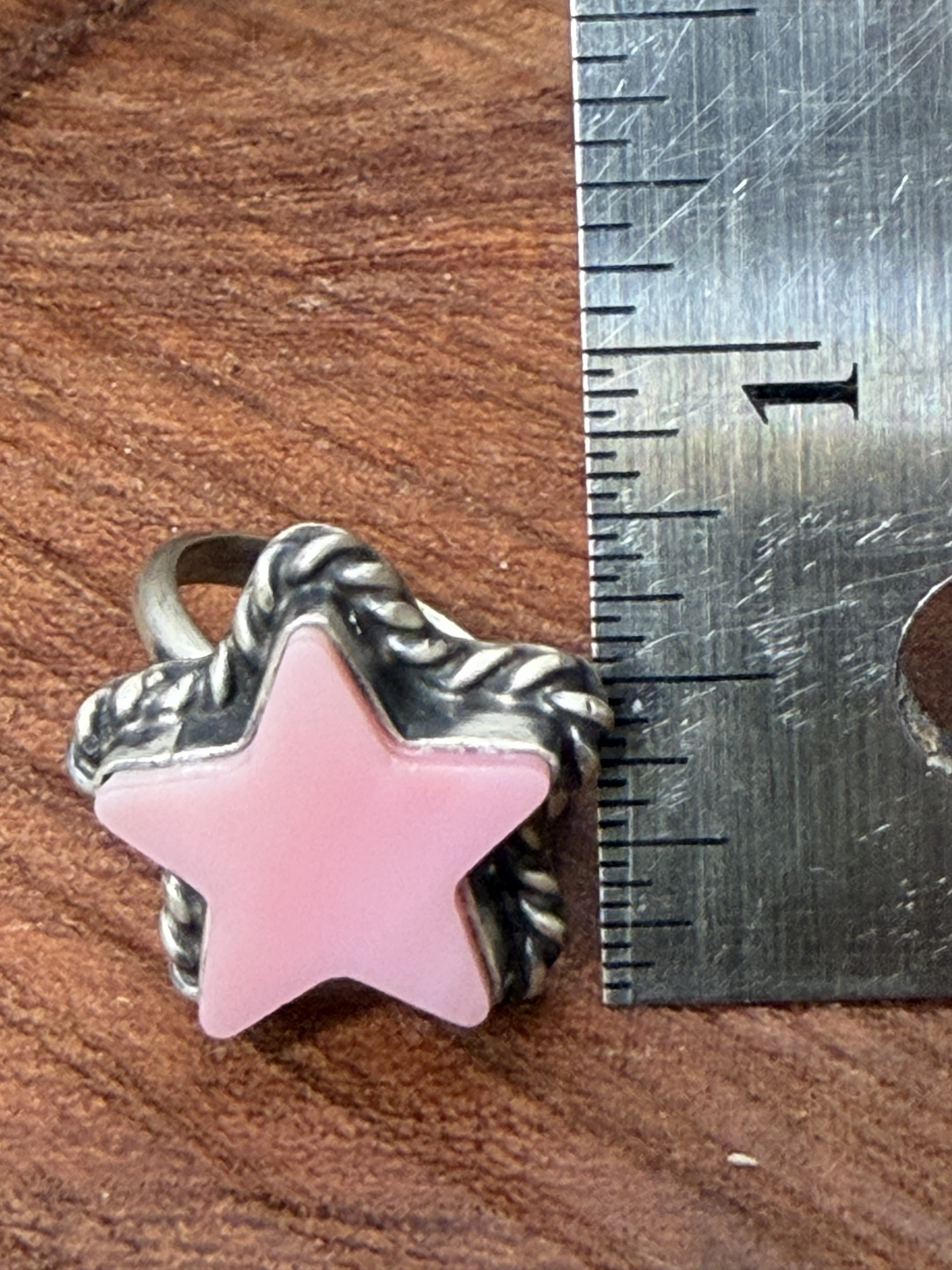 *Native American Made*  Navajo Johnny Dixon:  Pink Conch Star Ring